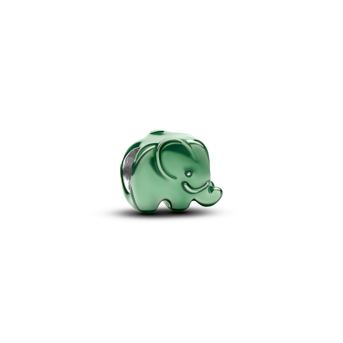 Elephant Sterling Silver Mini Charm With Green Enamel