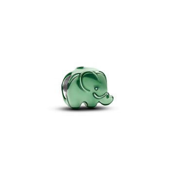 Elephant Sterling Silver Mini Charm With Green Enamel