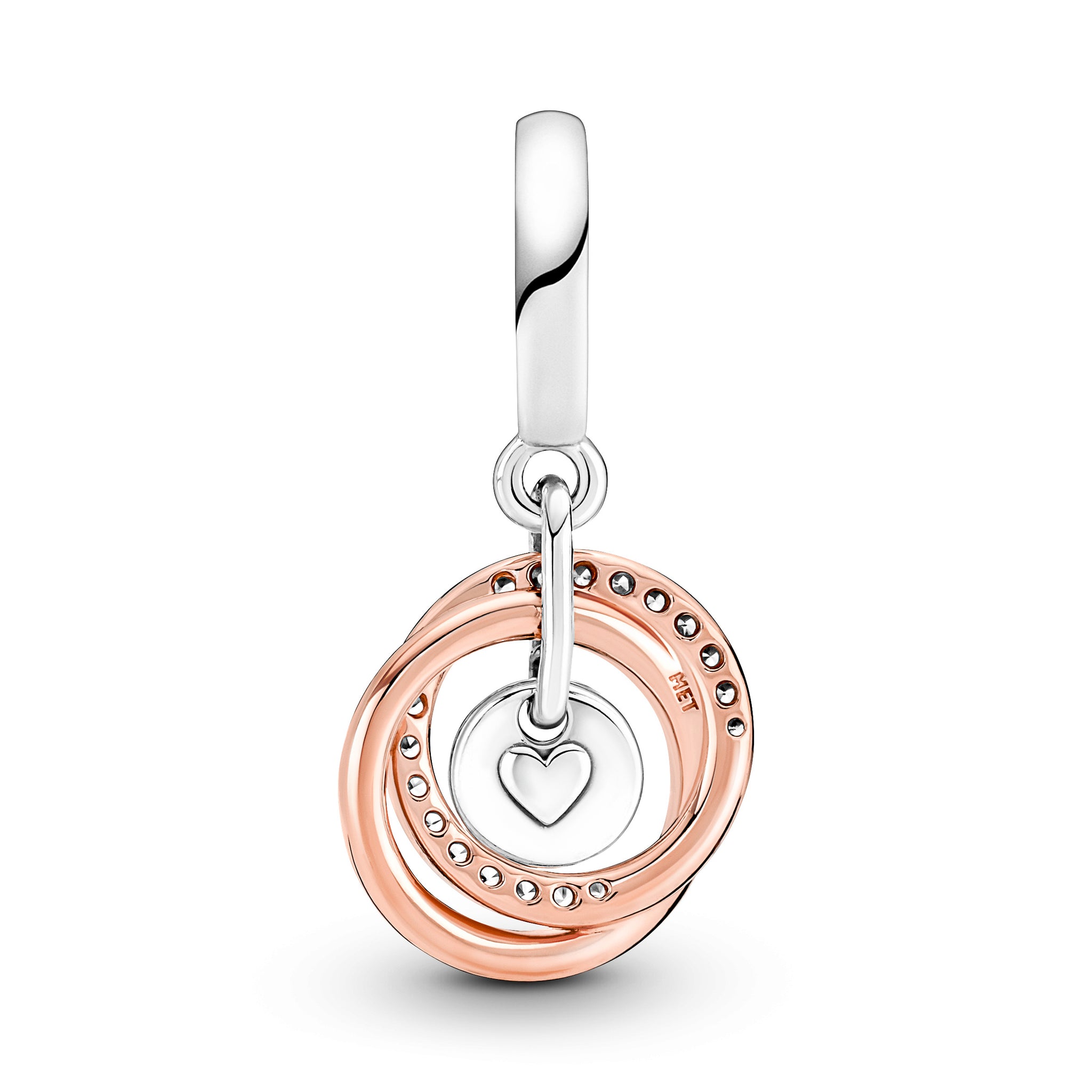 Encircled Sterling Silver And 14K Rose Gold-Plated Dangle With Clear Cubic Zirconia