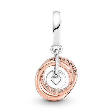 Encircled Sterling Silver And 14K Rose Gold-Plated Dangle With Clear Cubic Zirconia