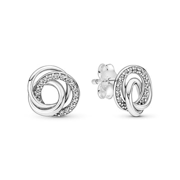 Encircled Sterling Silver Stud Earrings With Clear Cubic Zirconia