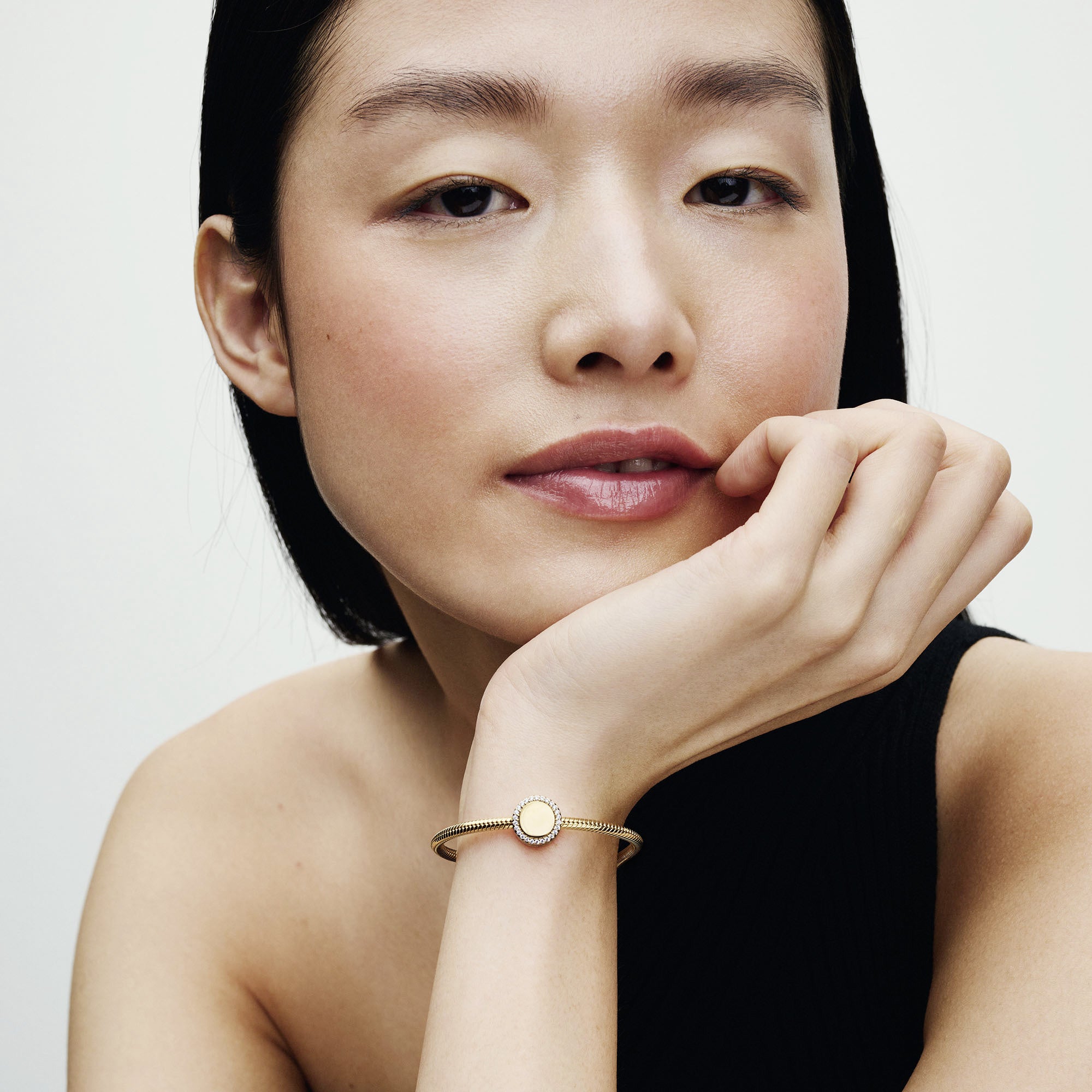 Engravable 14K Gold-Plated Charm With Clear Cubic Zirconia