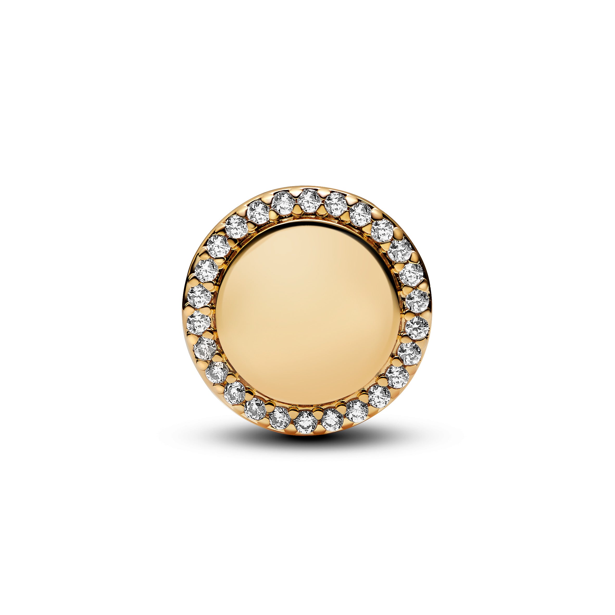 Engravable 14K Gold-Plated Charm With Clear Cubic Zirconia
