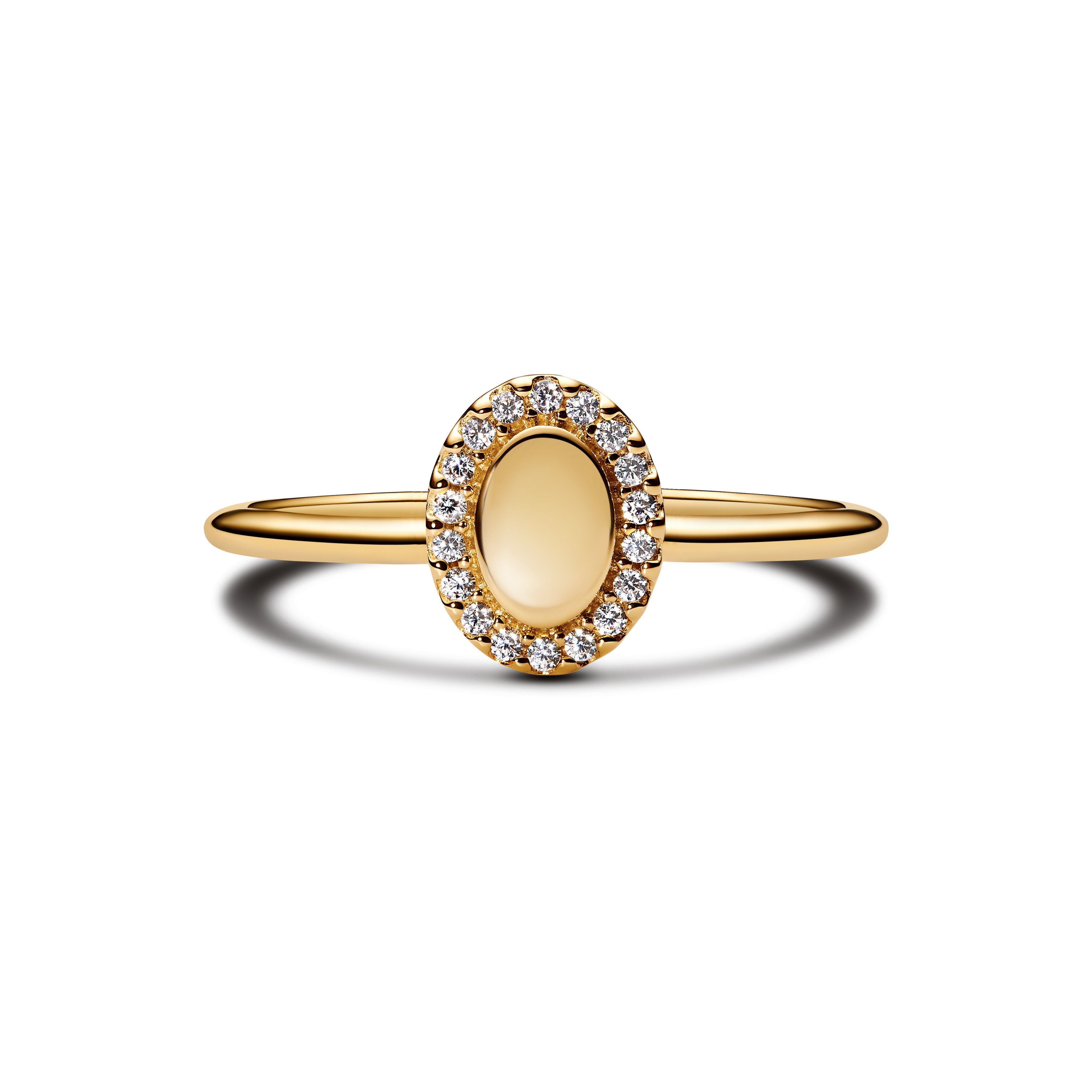 Engravable 14K Gold-Plated Ring With Clear Cubic Zirconia