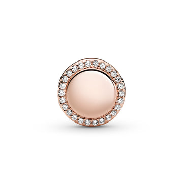 Engravable 14K Rose Gold-Plated Charm With Clear Cubic Zirconia