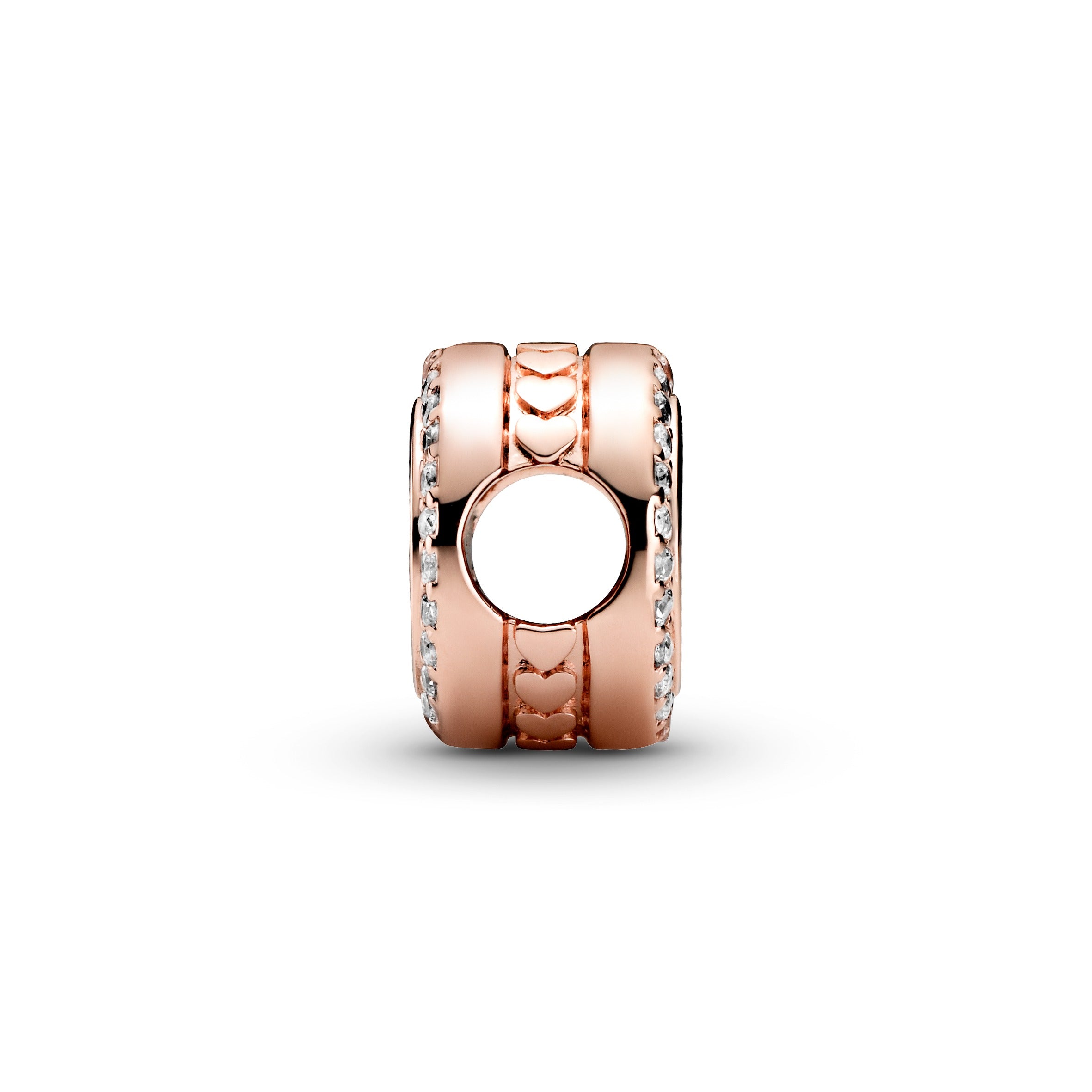 Engravable 14K Rose Gold-Plated Charm With Clear Cubic Zirconia