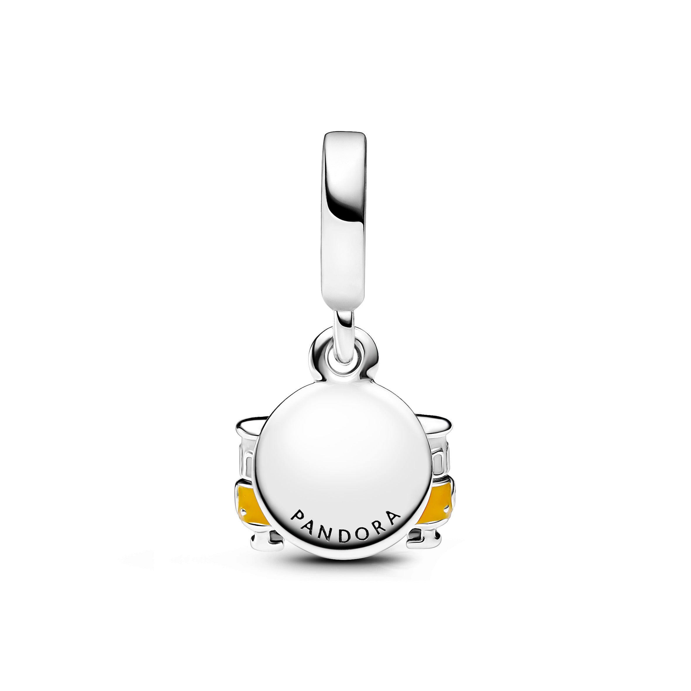 Engravable Lisbon Tram Sterling Silver Double Dangle With Clear And Red Cubic Zirconia, Yellow And White Enamel