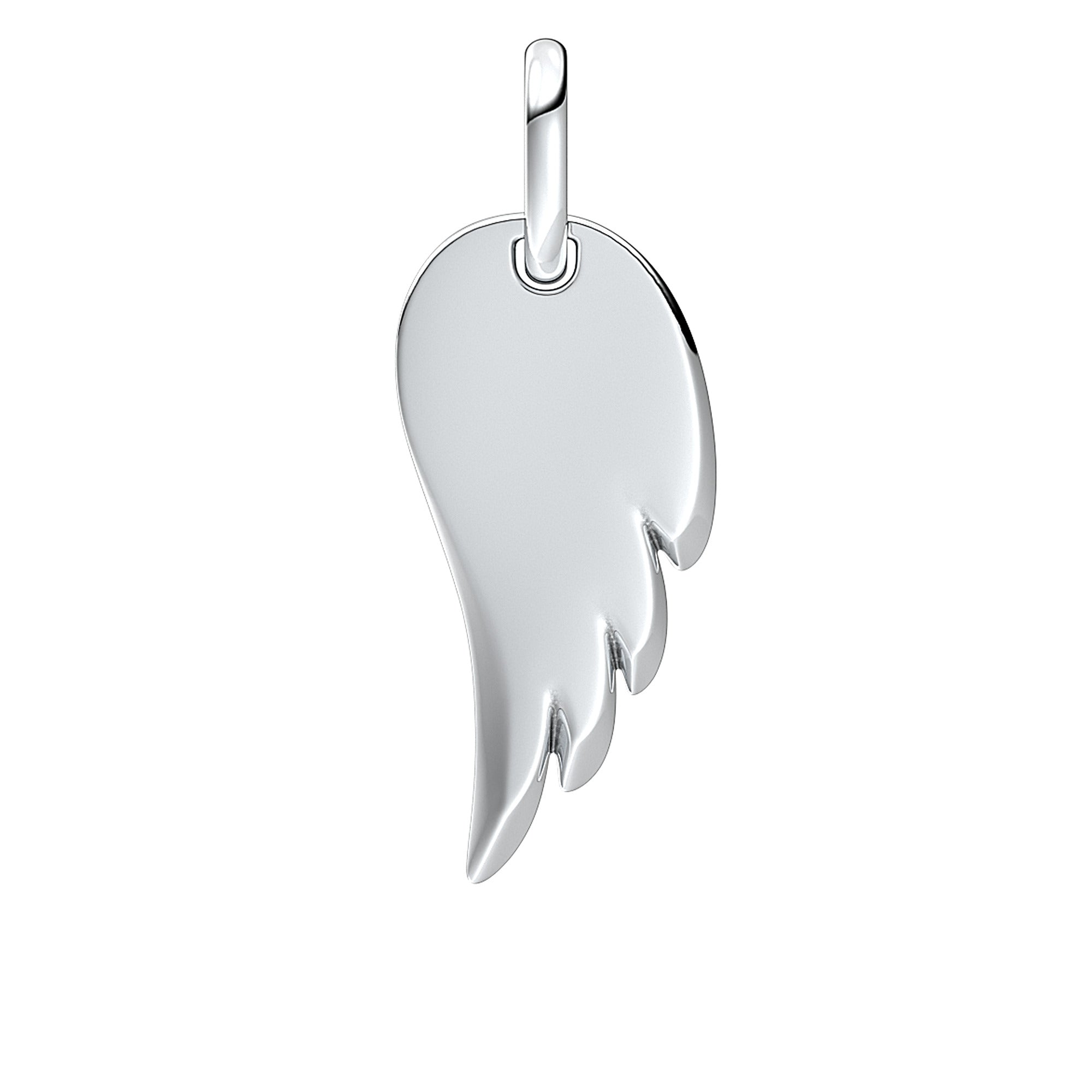 Engravable Angel Wing Sterling Silver Pendant