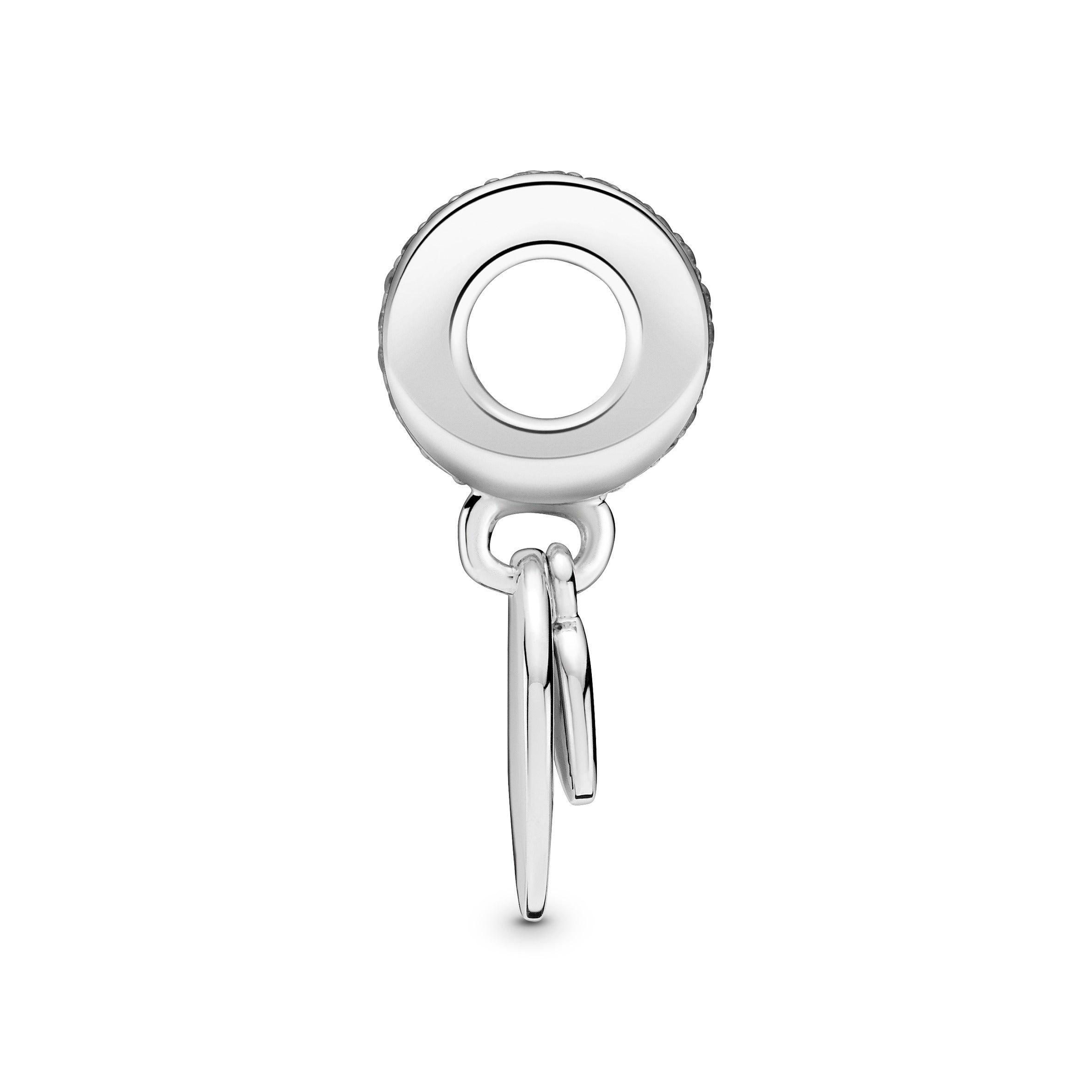 Engravable Disc And Heart Sterling Silver Dangle With Clear Cubic Zirconia