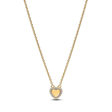 Engravable Heart 14K Gold-Plated Collier With Clear Cubic Zirconia
