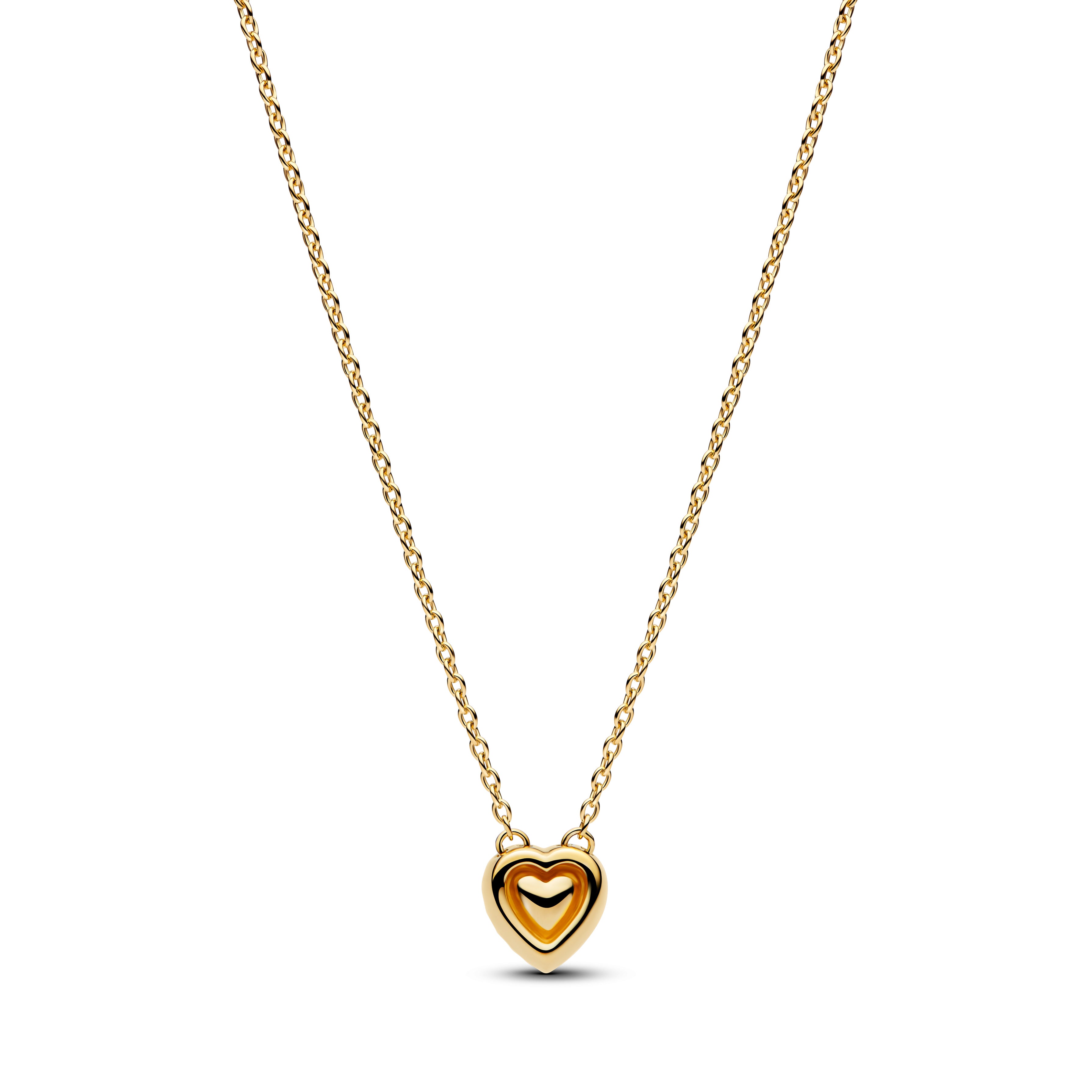 Engravable Heart 14K Gold-Plated Collier With Clear Cubic Zirconia
