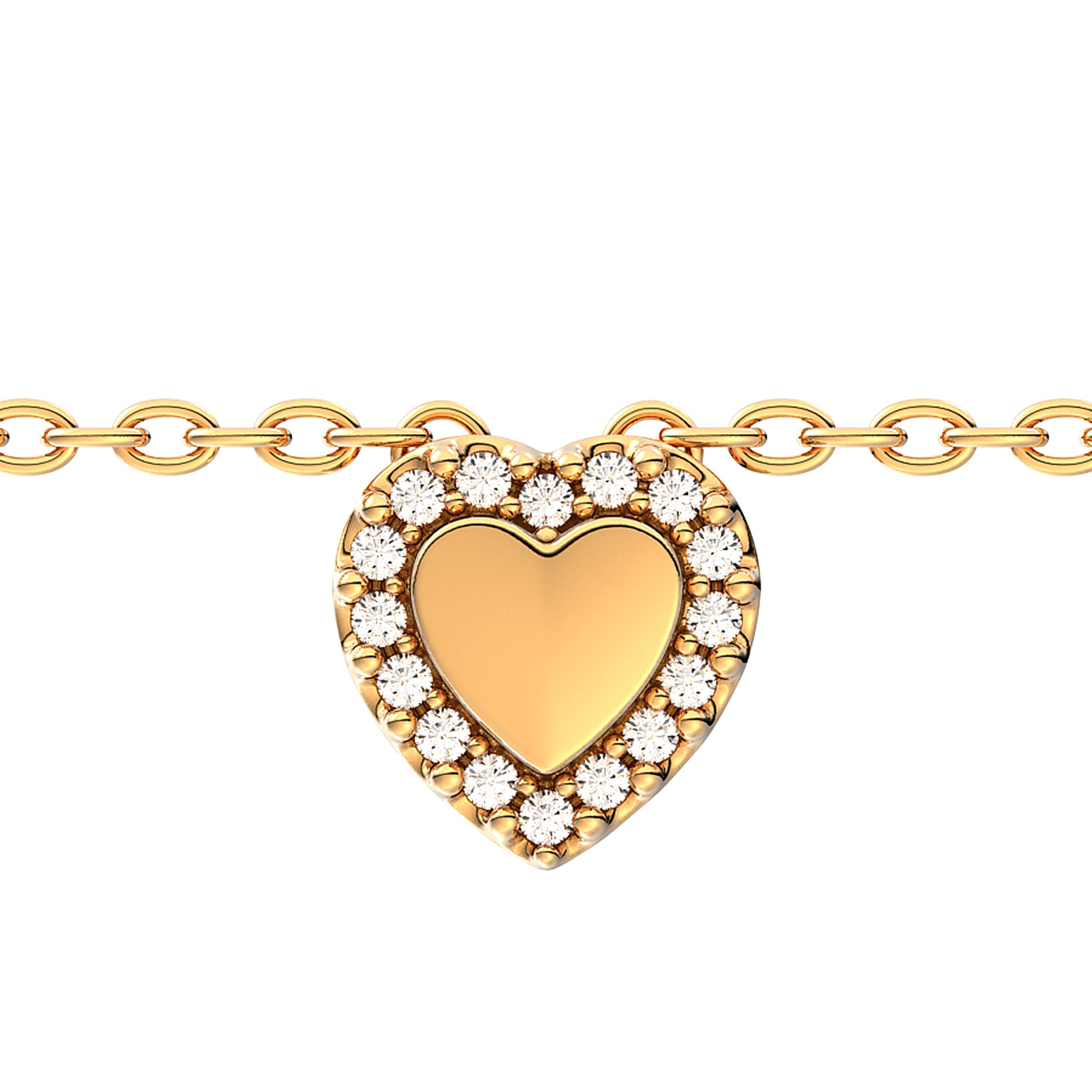Engravable Heart 14K Gold-Plated Collier With Clear Cubic Zirconia