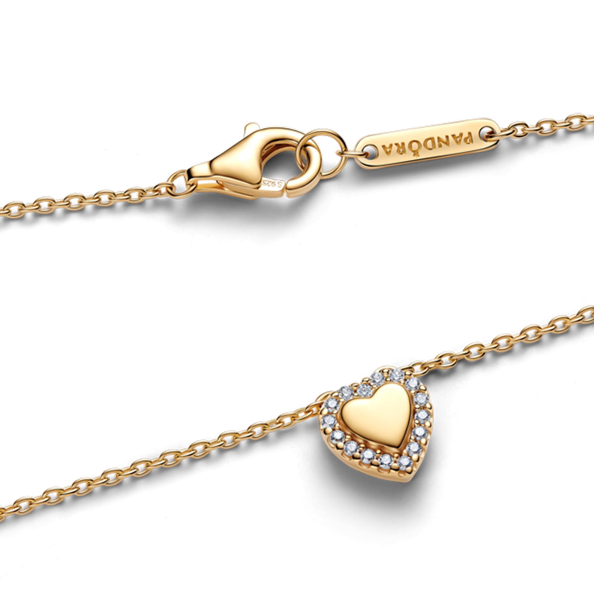 Engravable Heart 14K Gold-Plated Collier With Clear Cubic Zirconia