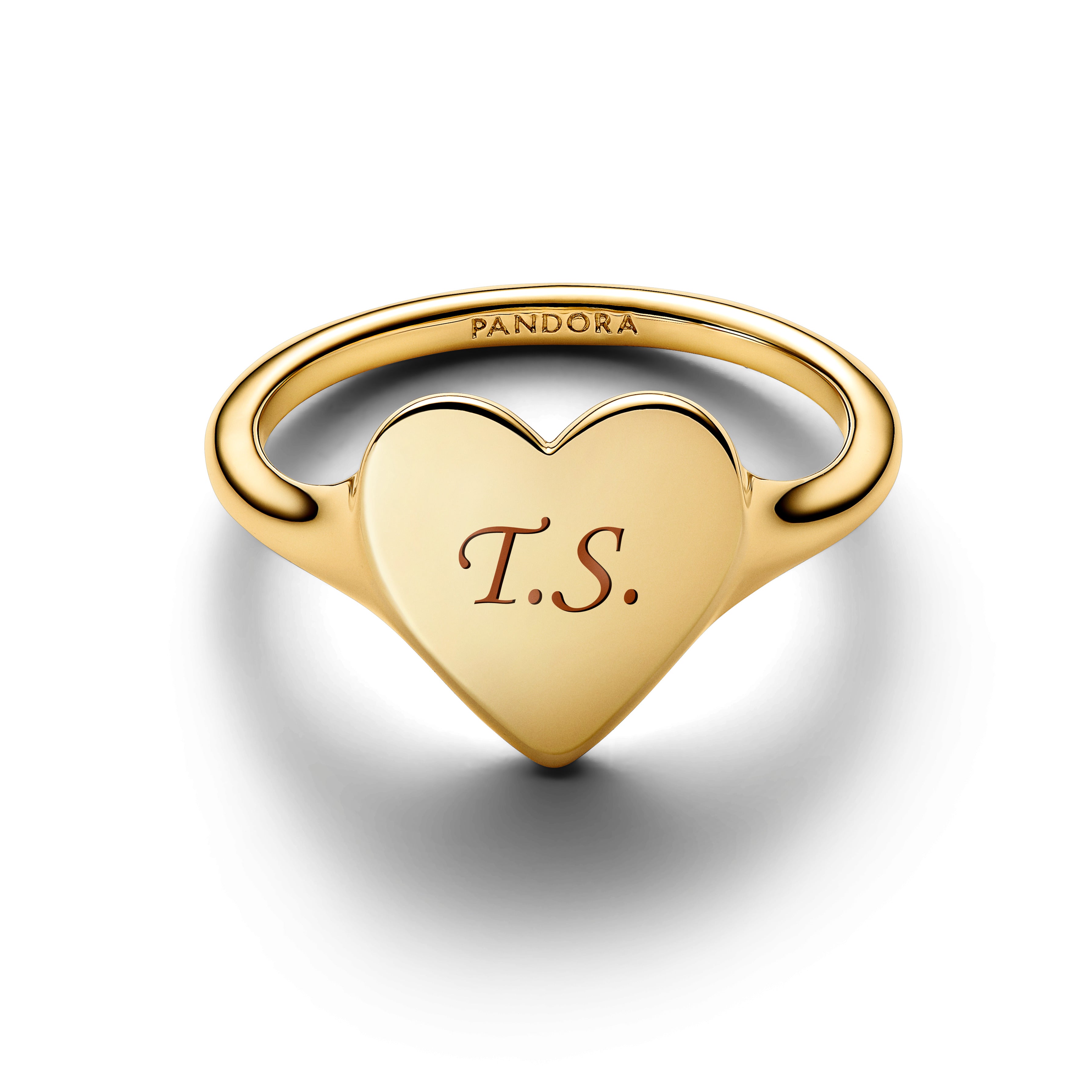 Engravable Heart 14K Gold-Plated Ring