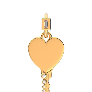 Engravable Heart Key 14K Gold-Plated Pendant With Clear Cubic Zirconia