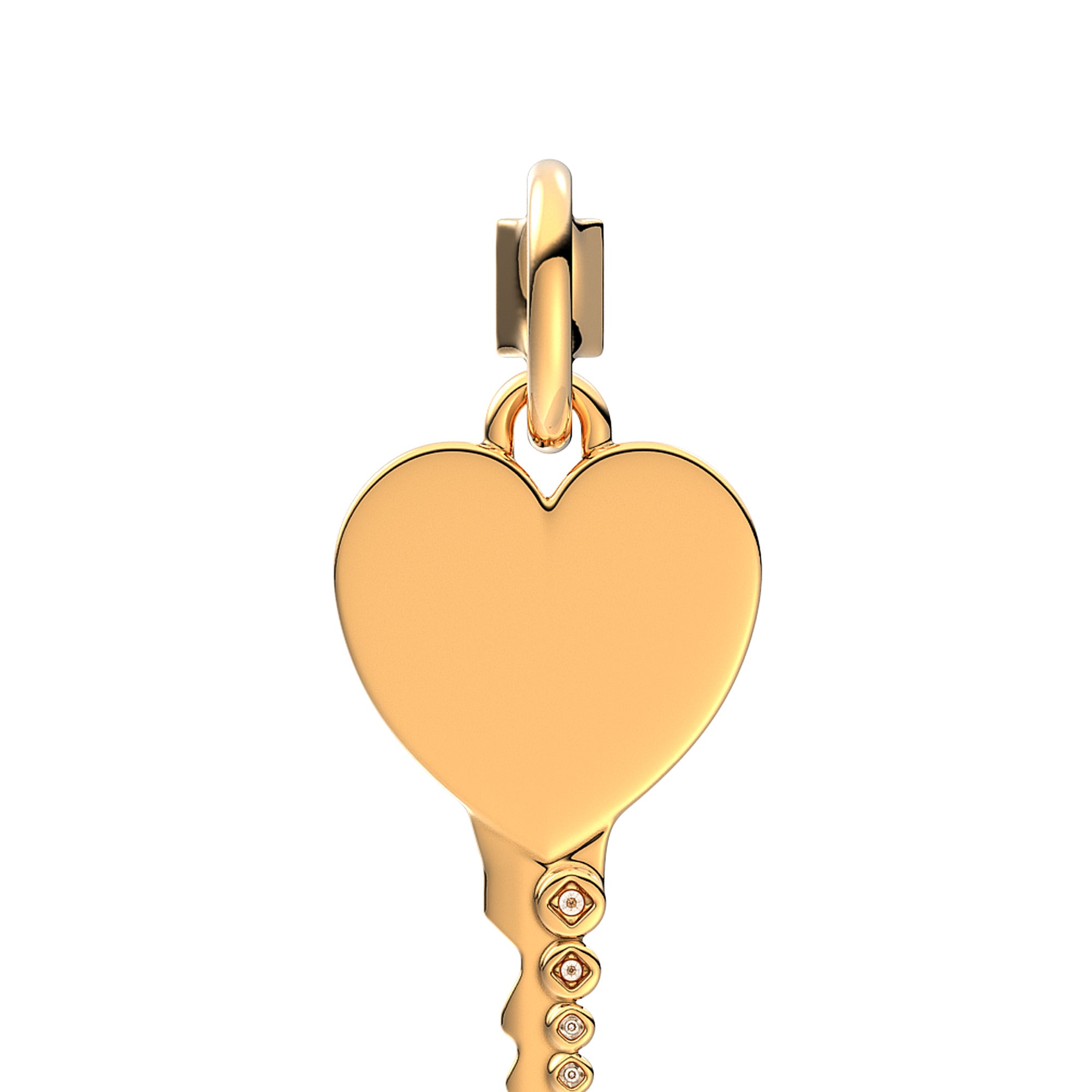 Engravable Heart Key 14K Gold-Plated Pendant With Clear Cubic Zirconia