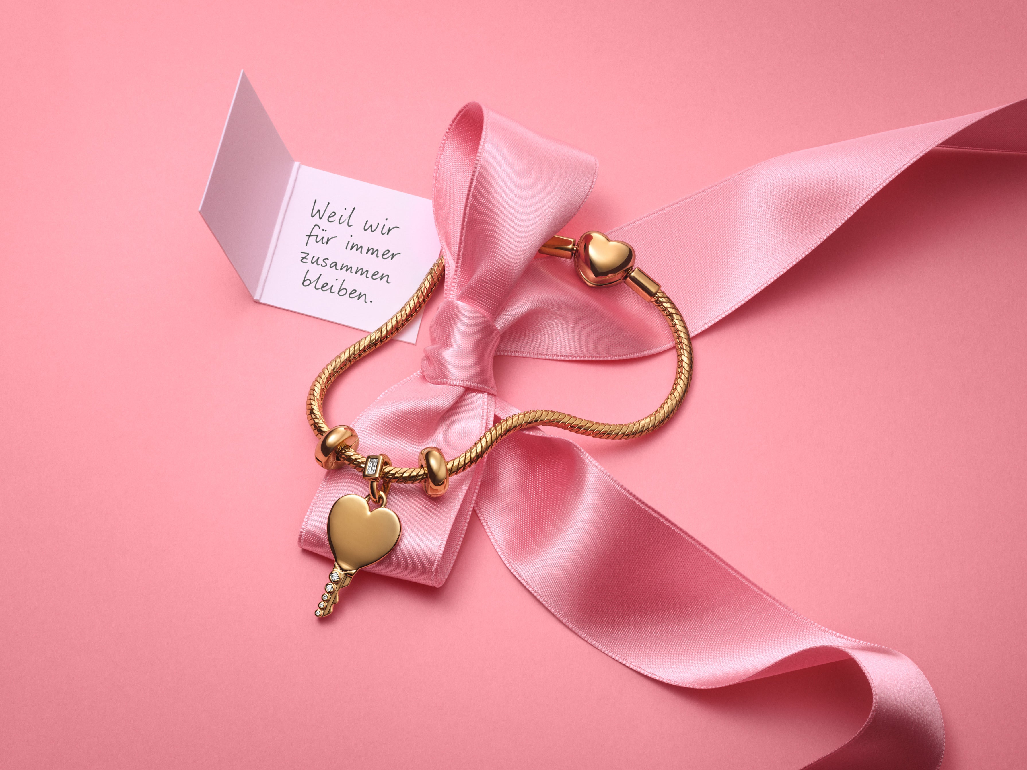 Engravable Heart Key 14K Gold-Plated Pendant With Clear Cubic Zirconia
