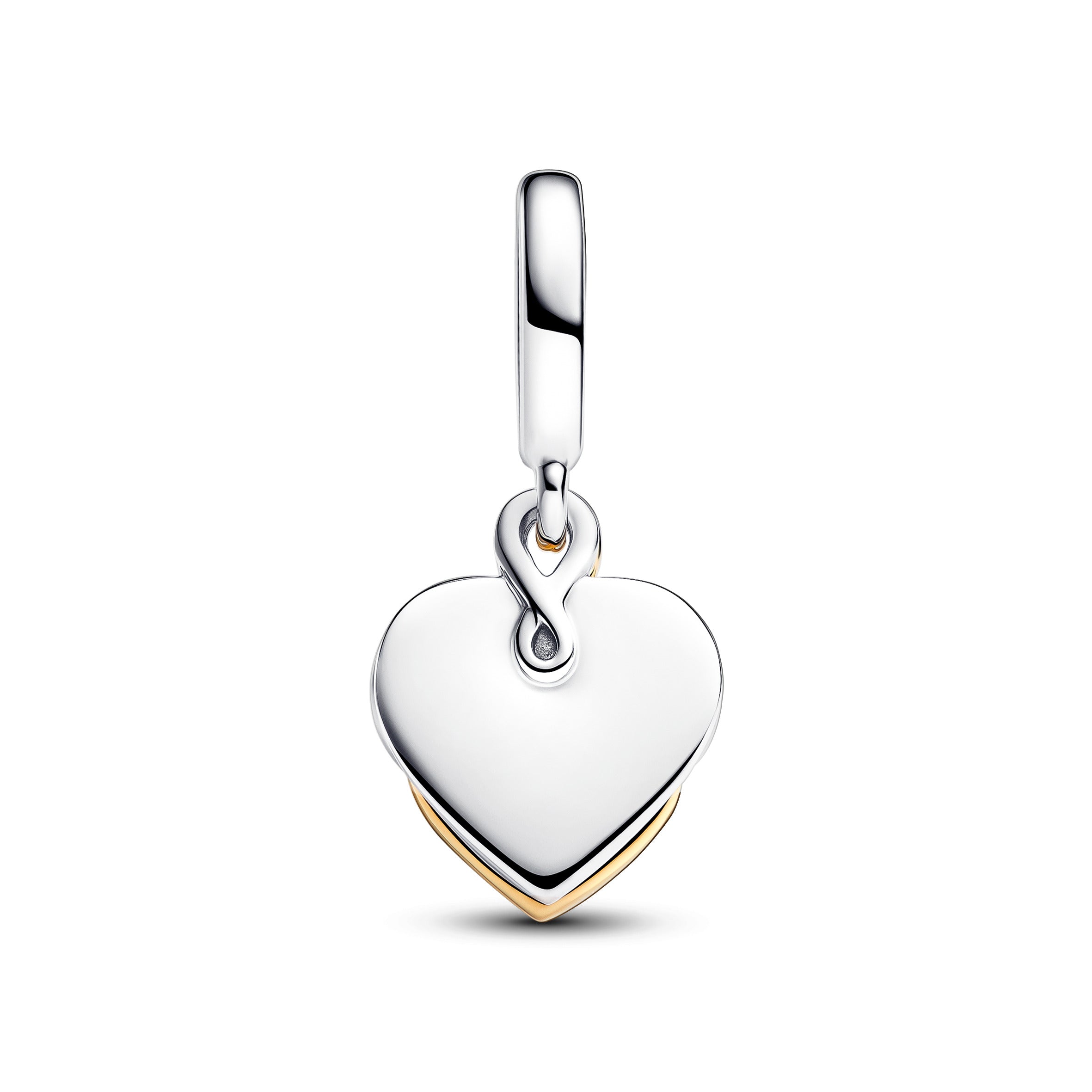 Engravable Heart Sterling Silver And 14K Gold-Plated Double Dangle With 0.009 Ct Tw Ghi Vs2+Round Brilliant-Cut Lab-Grown Diamond