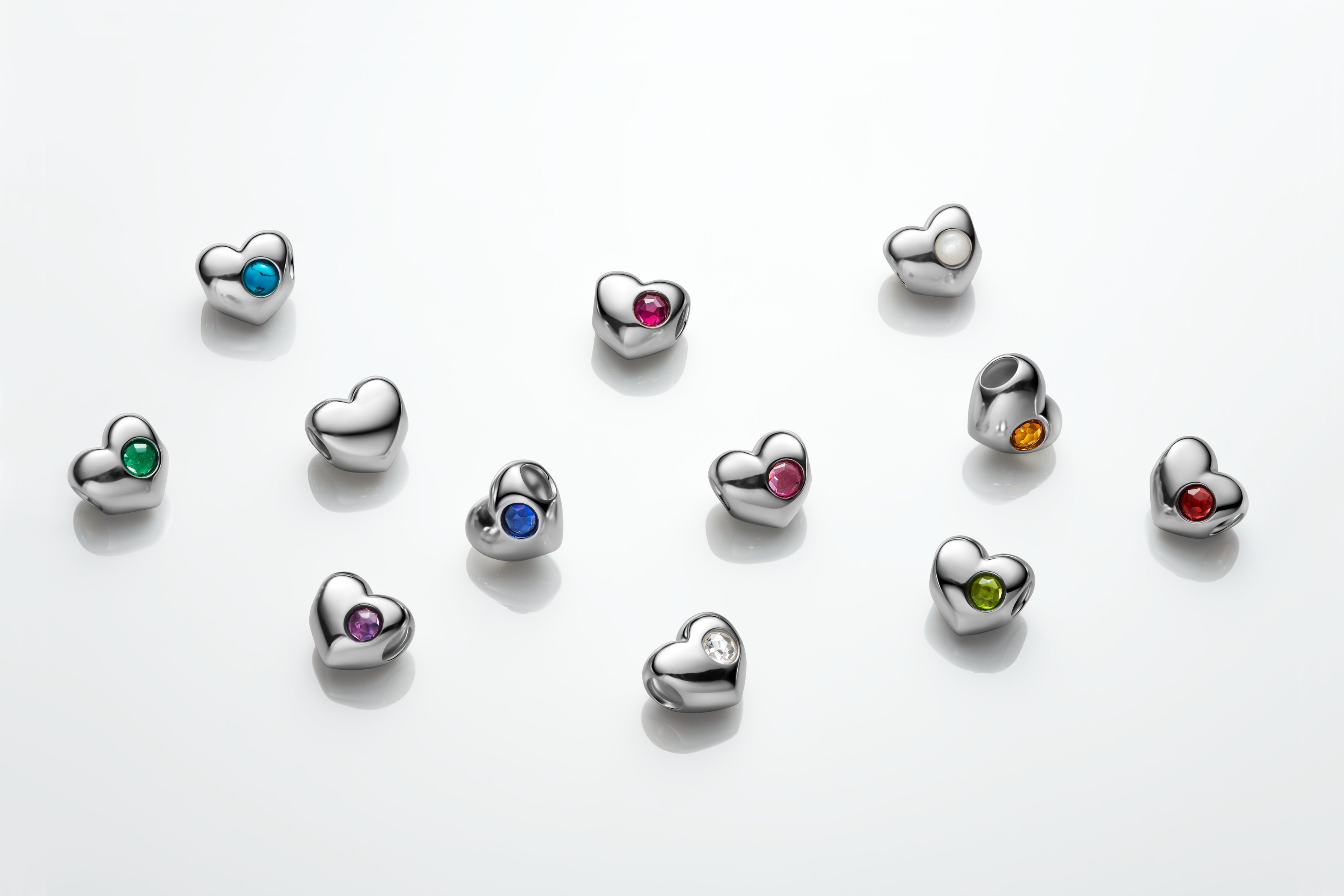 Engravable Heart Sterling Silver Charm With Honey Coloured Crystal