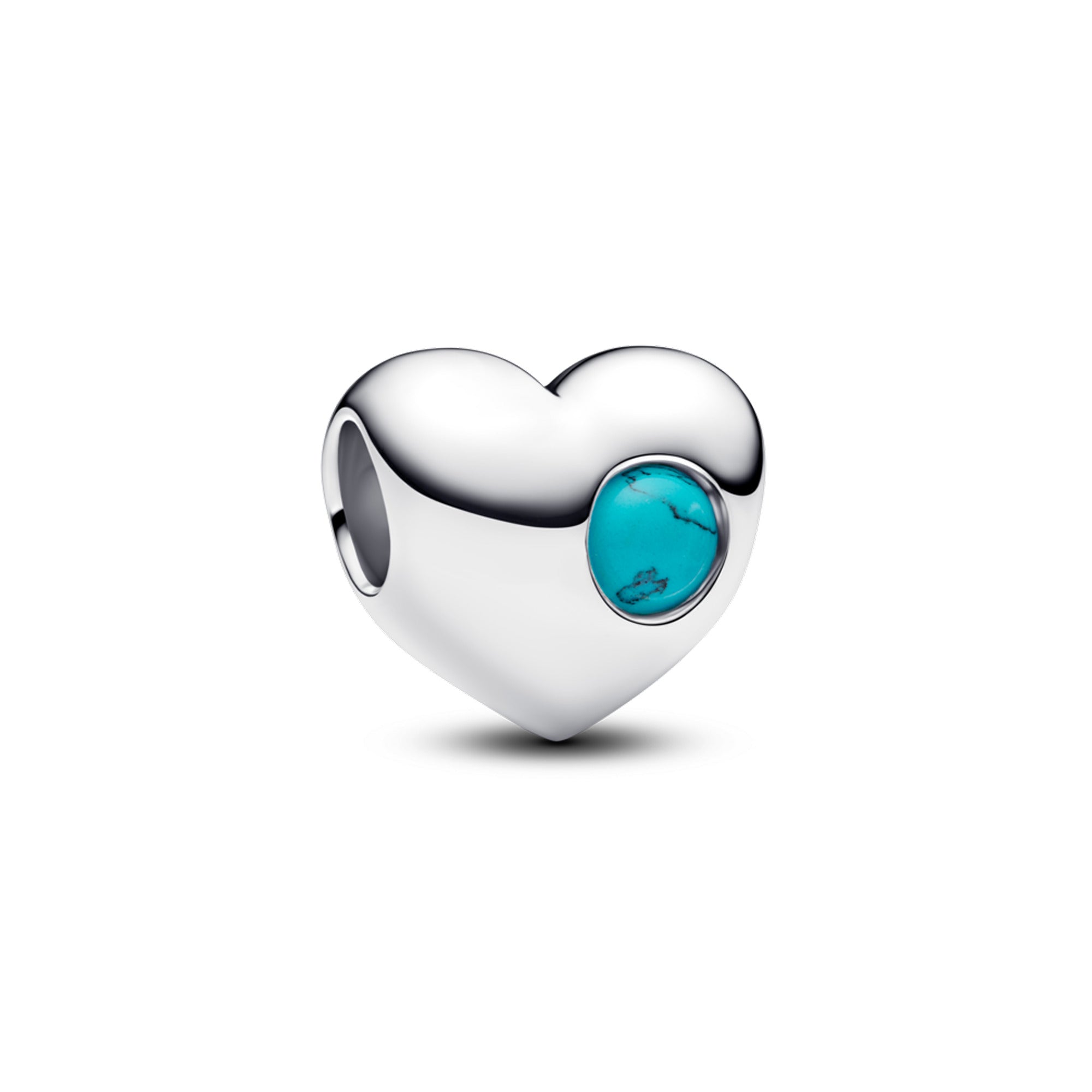 Engravable Heart Sterling Silver Charm With Imitation Turquoise