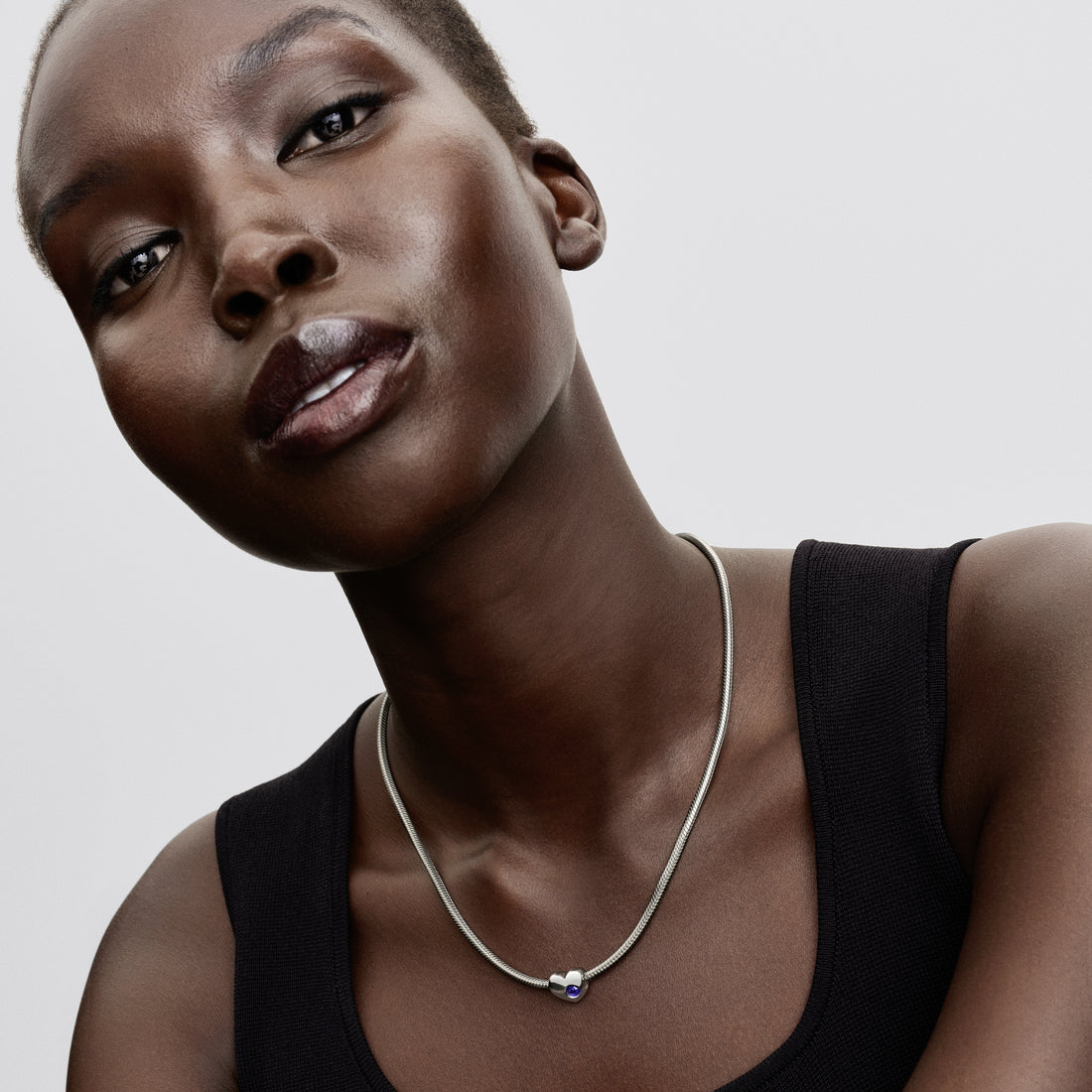 Engravable Heart Sterling Silver Charm With Princess Blue Crystal