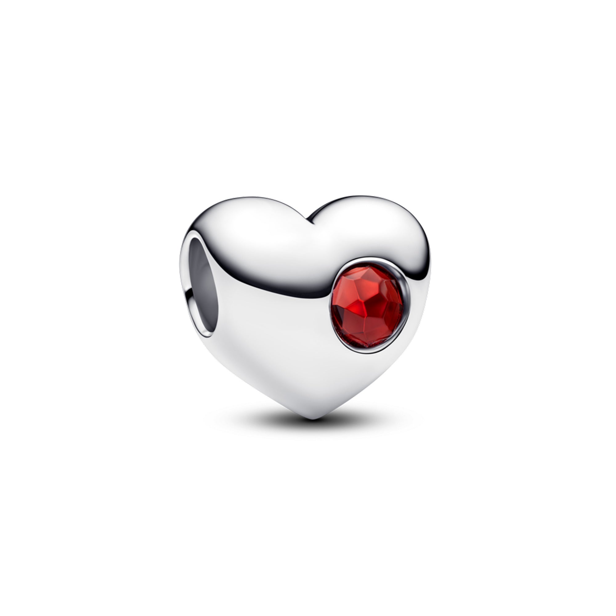 Engravable Heart Sterling Silver Charm With Salsa Red Crystal