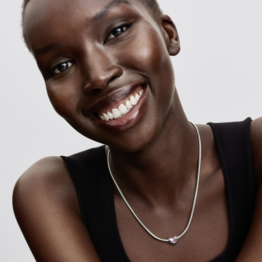 Engravable Heart Sterling Silver Charm With Sweet Grape Purple Crystal