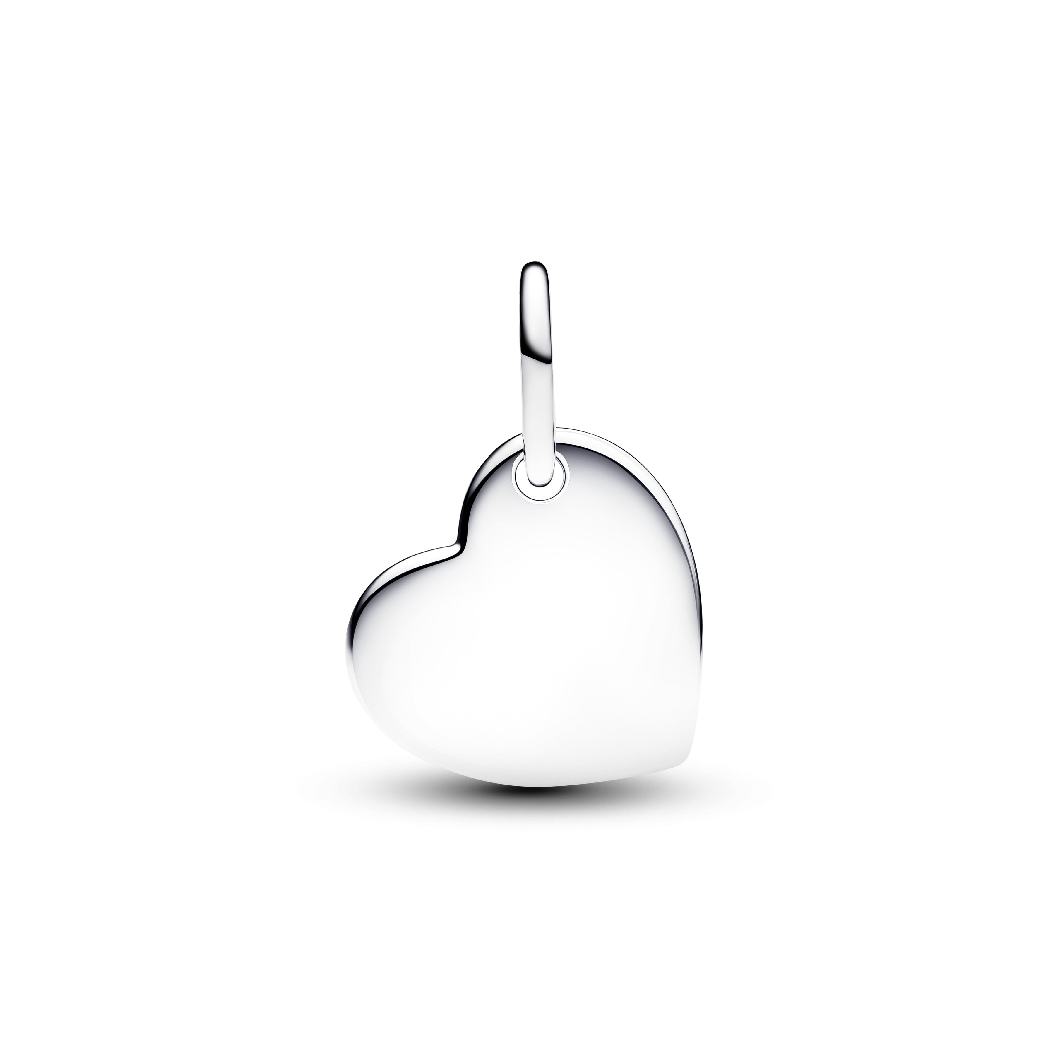 Engravable Heart Sterling Silver Dangle With Clear Cubic Zirconia