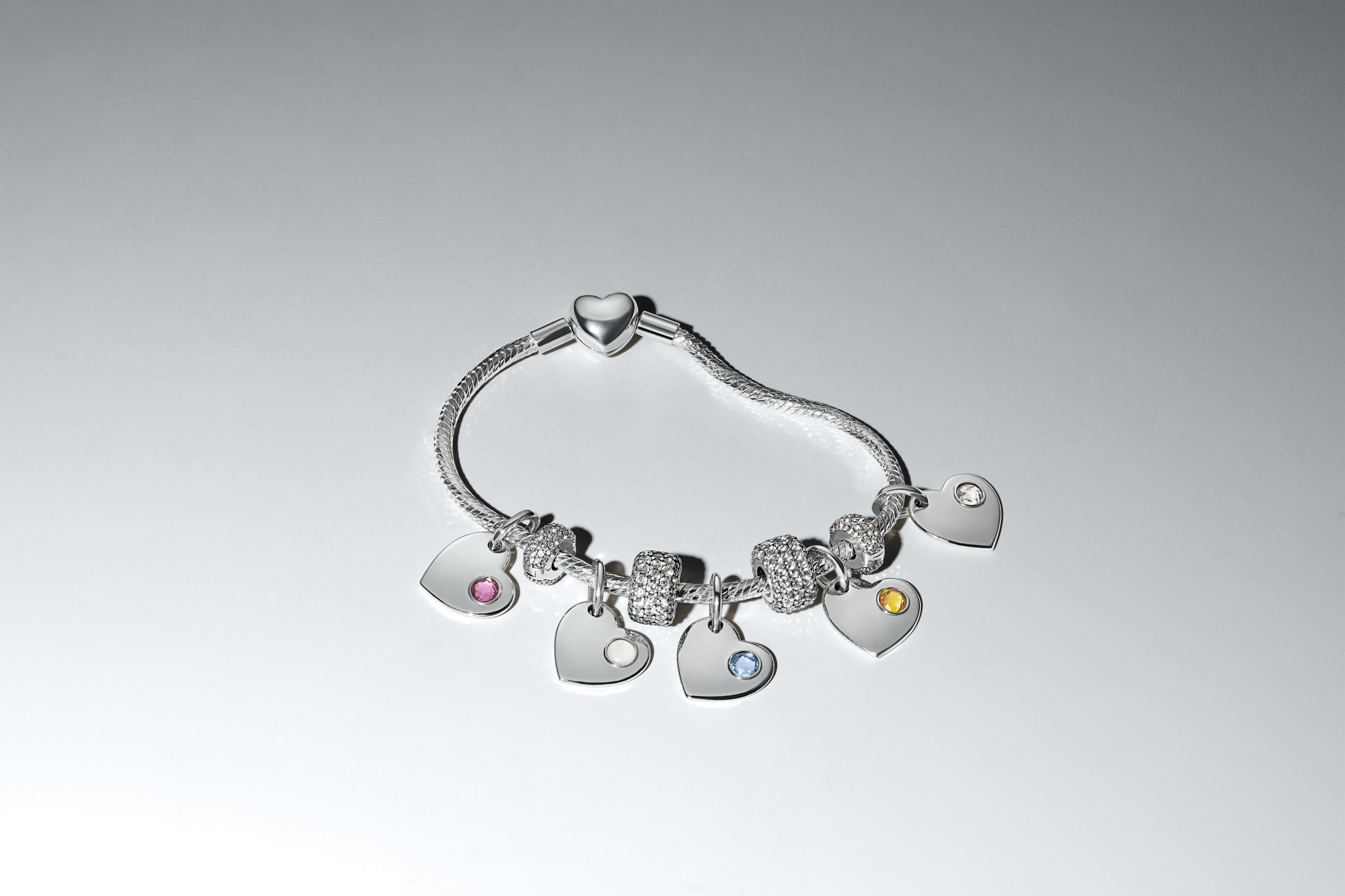 Engravable Heart Sterling Silver Dangle With Honey Coloured Crystal