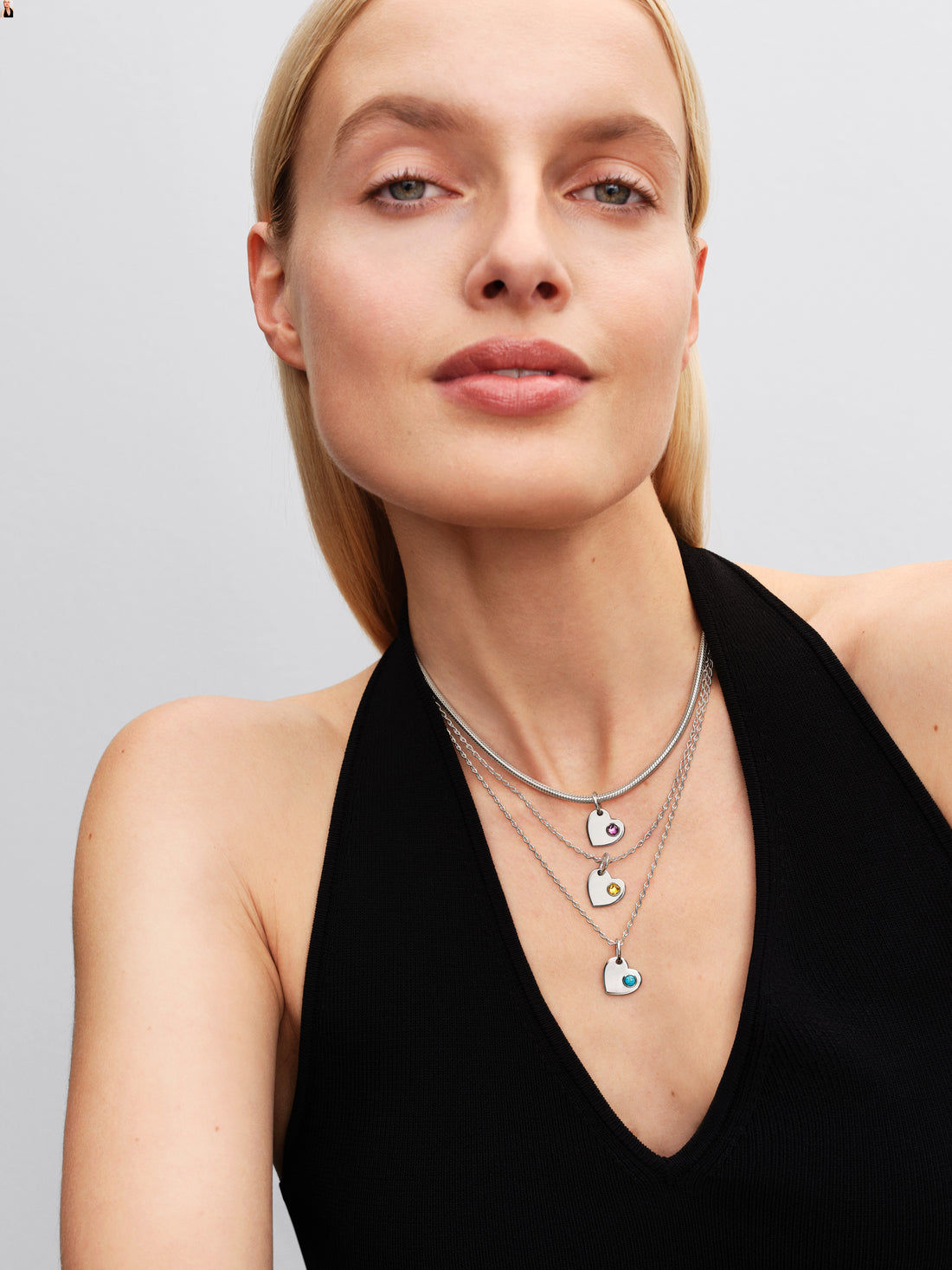 Engravable Heart Sterling Silver Dangle With Honey Coloured Crystal