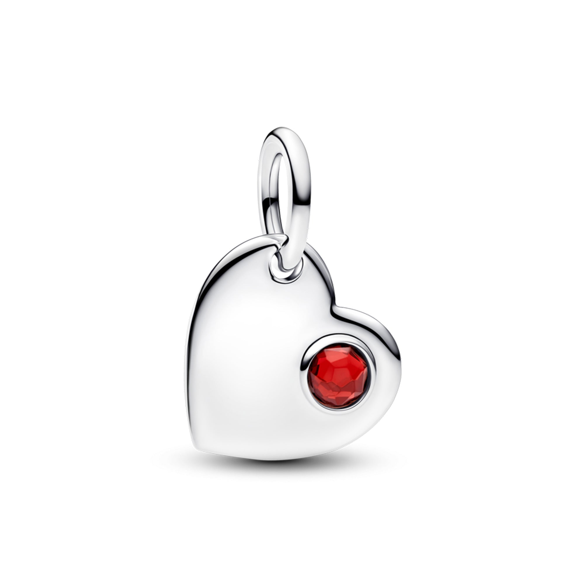 Engravable Heart Sterling Silver Dangle With Salsa Red Crystal