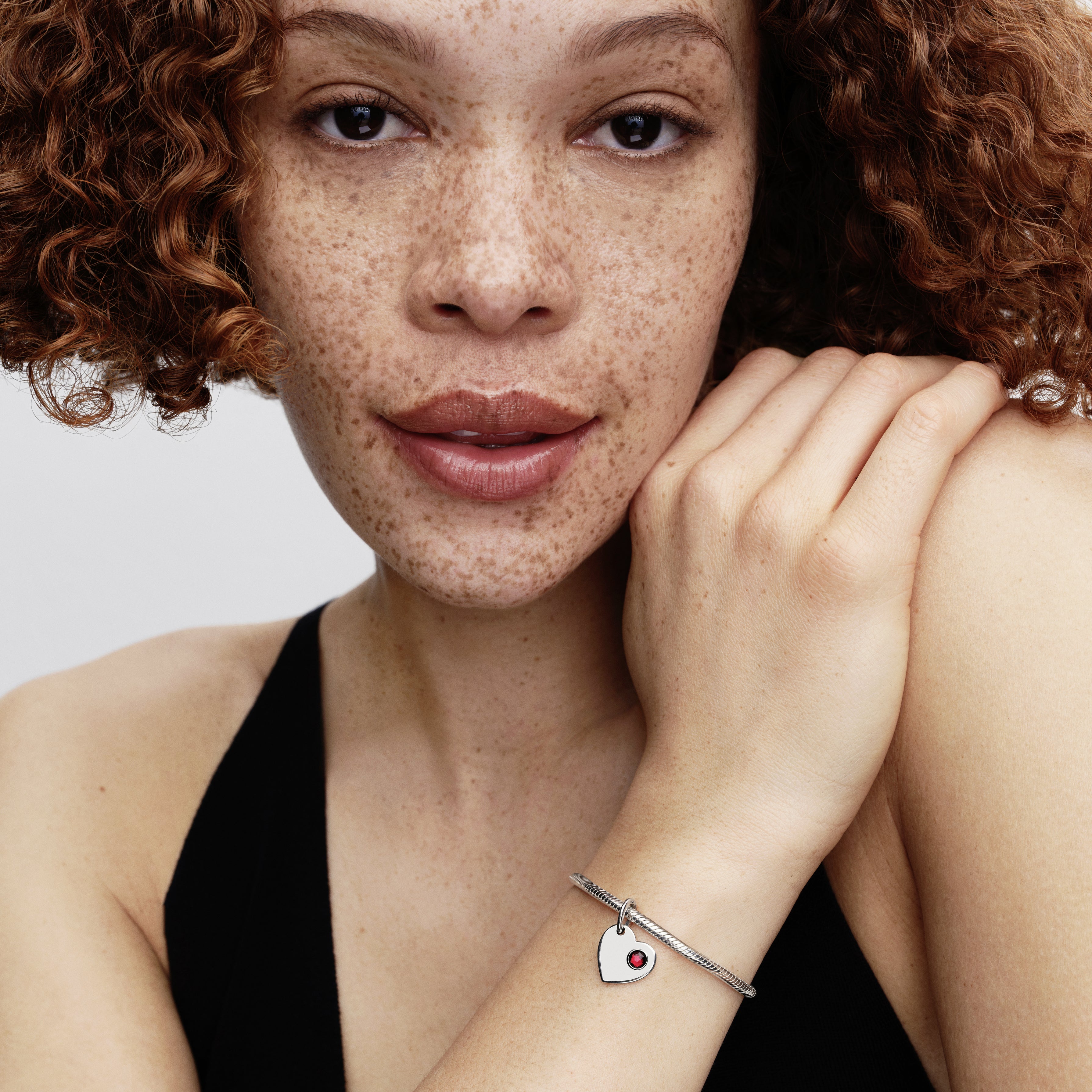 Engravable Heart Sterling Silver Dangle With Salsa Red Crystal