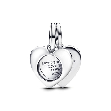Engravable Heart Sterling Silver Double Dangle With Magnifying Glass