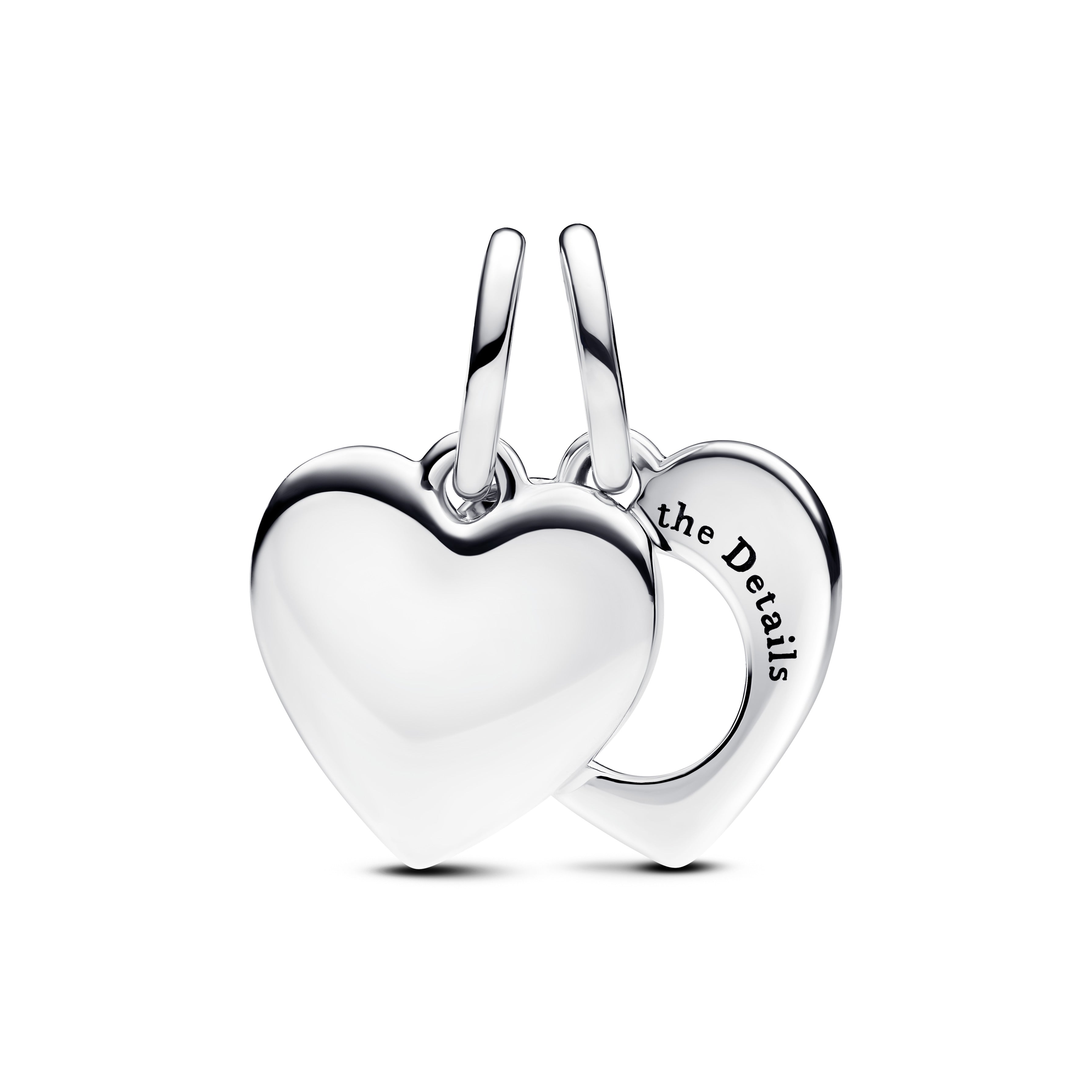 Engravable Heart Sterling Silver Double Dangle With Magnifying Glass