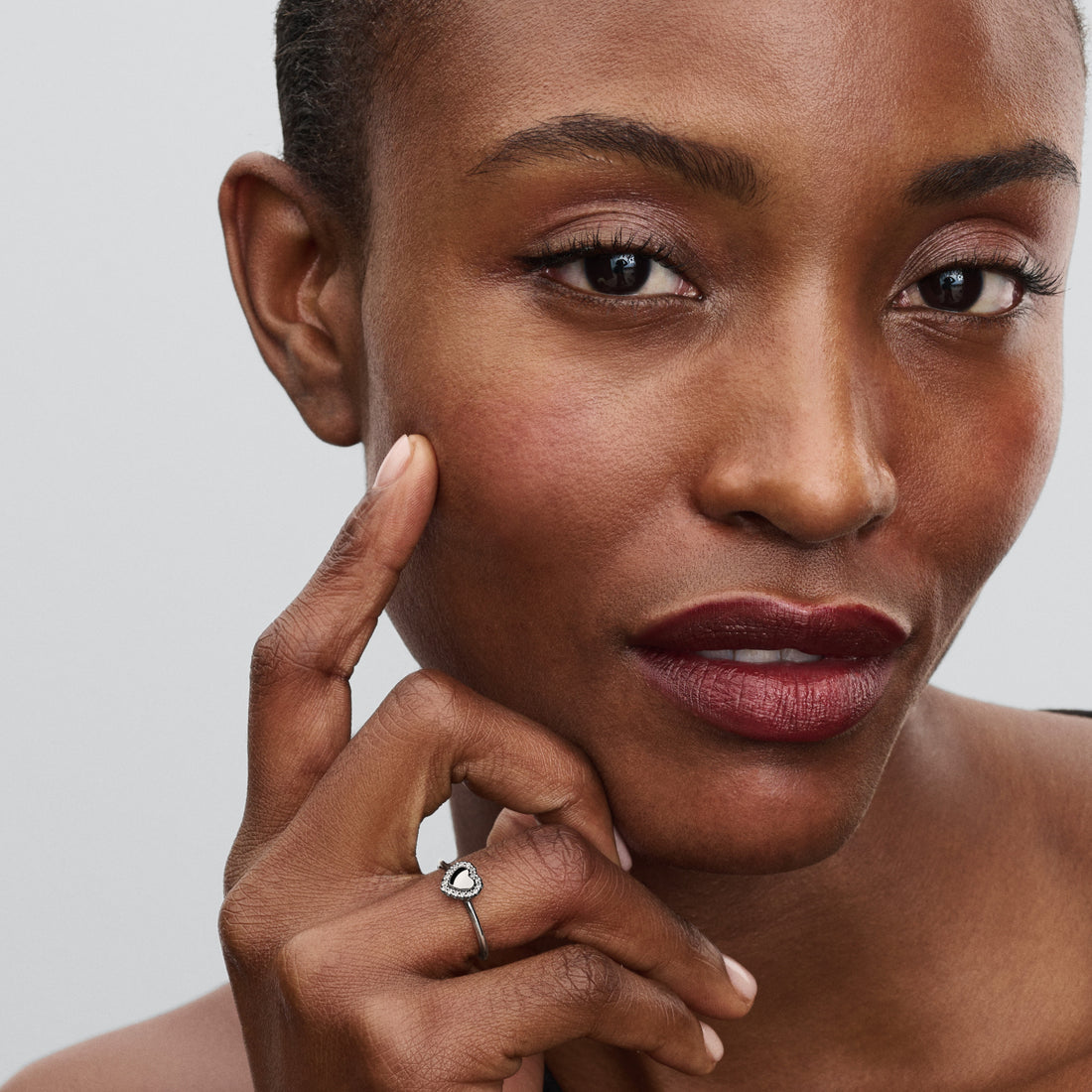 Engravable Heart Sterling Silver Ring With Clear Cubic Zirconia