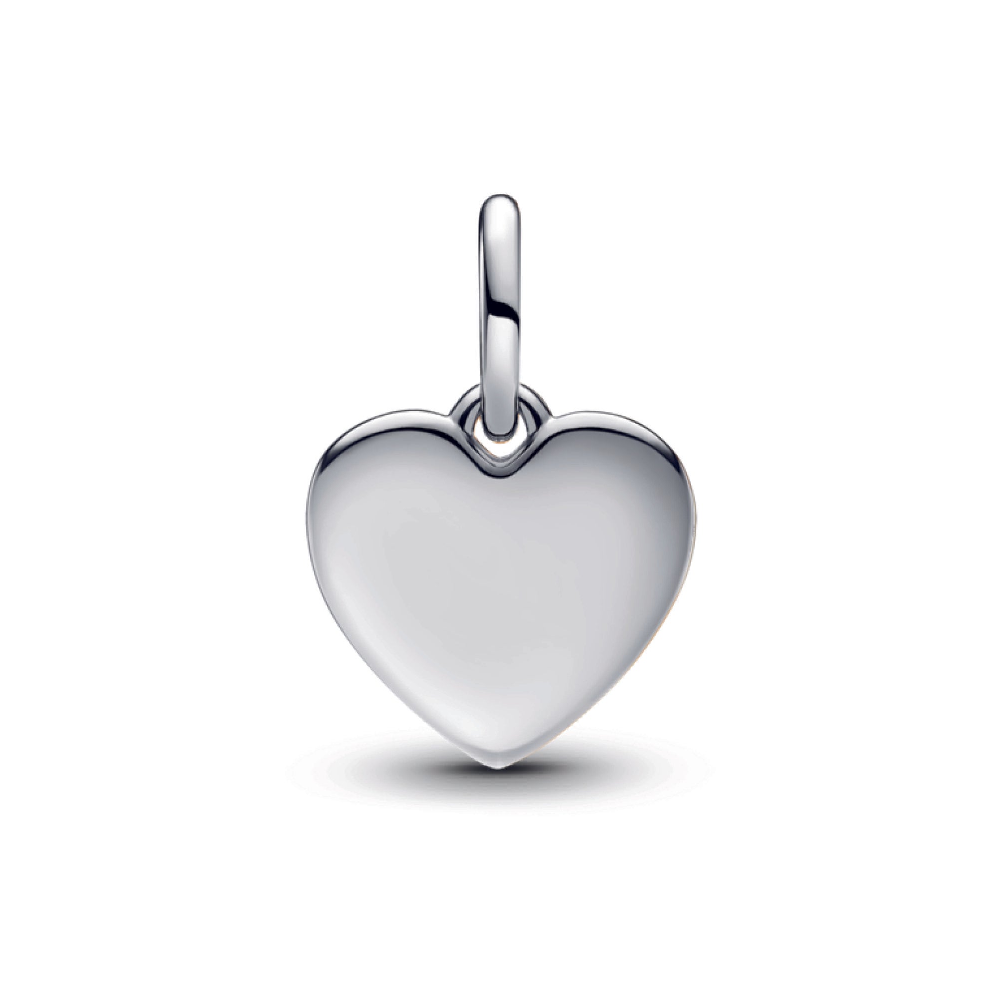 Engravable Love Heart Sterling Silver Dangle With Clear Cubic Zirconia