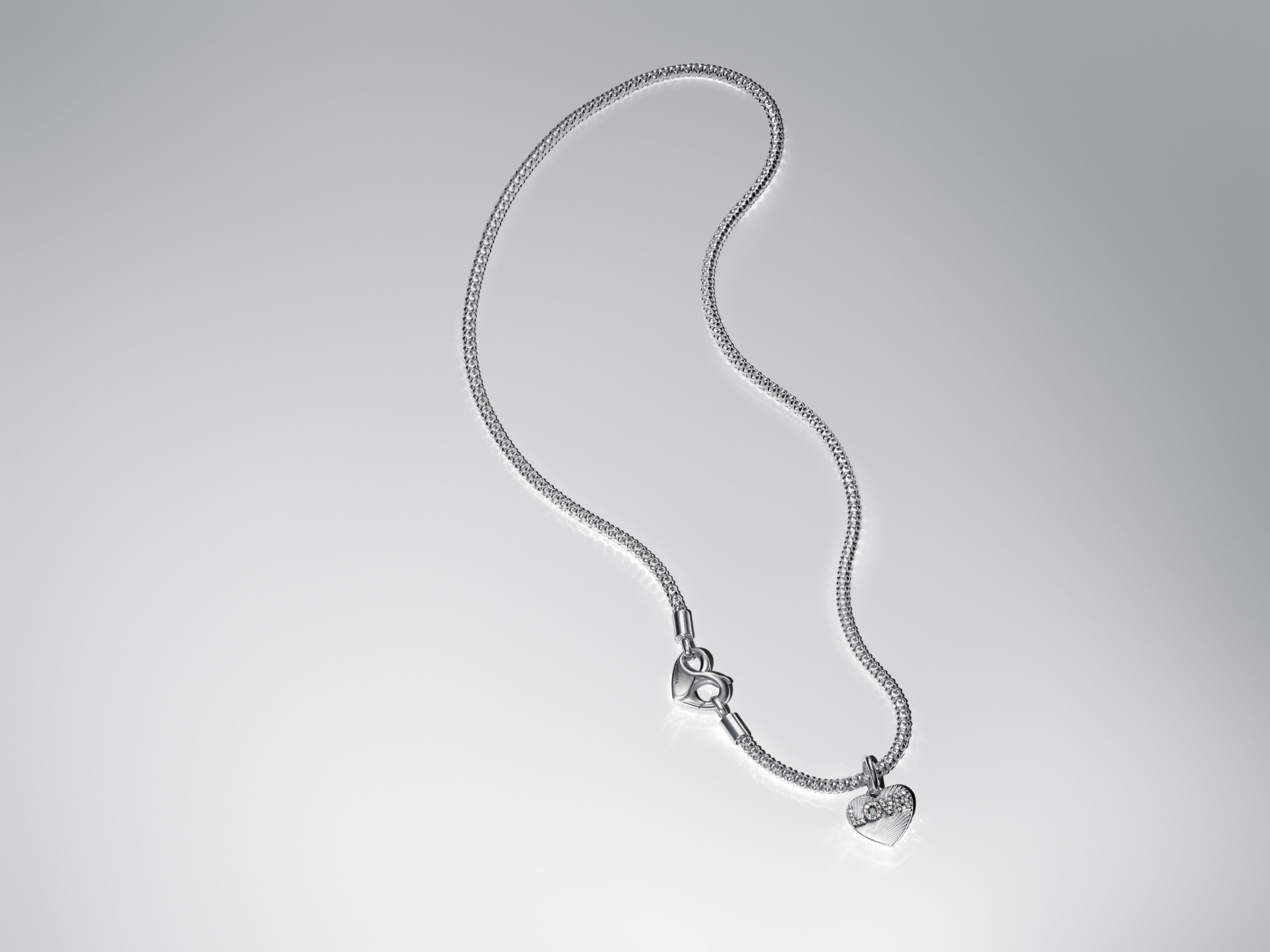 Engravable Love Heart Sterling Silver Dangle With Clear Cubic Zirconia