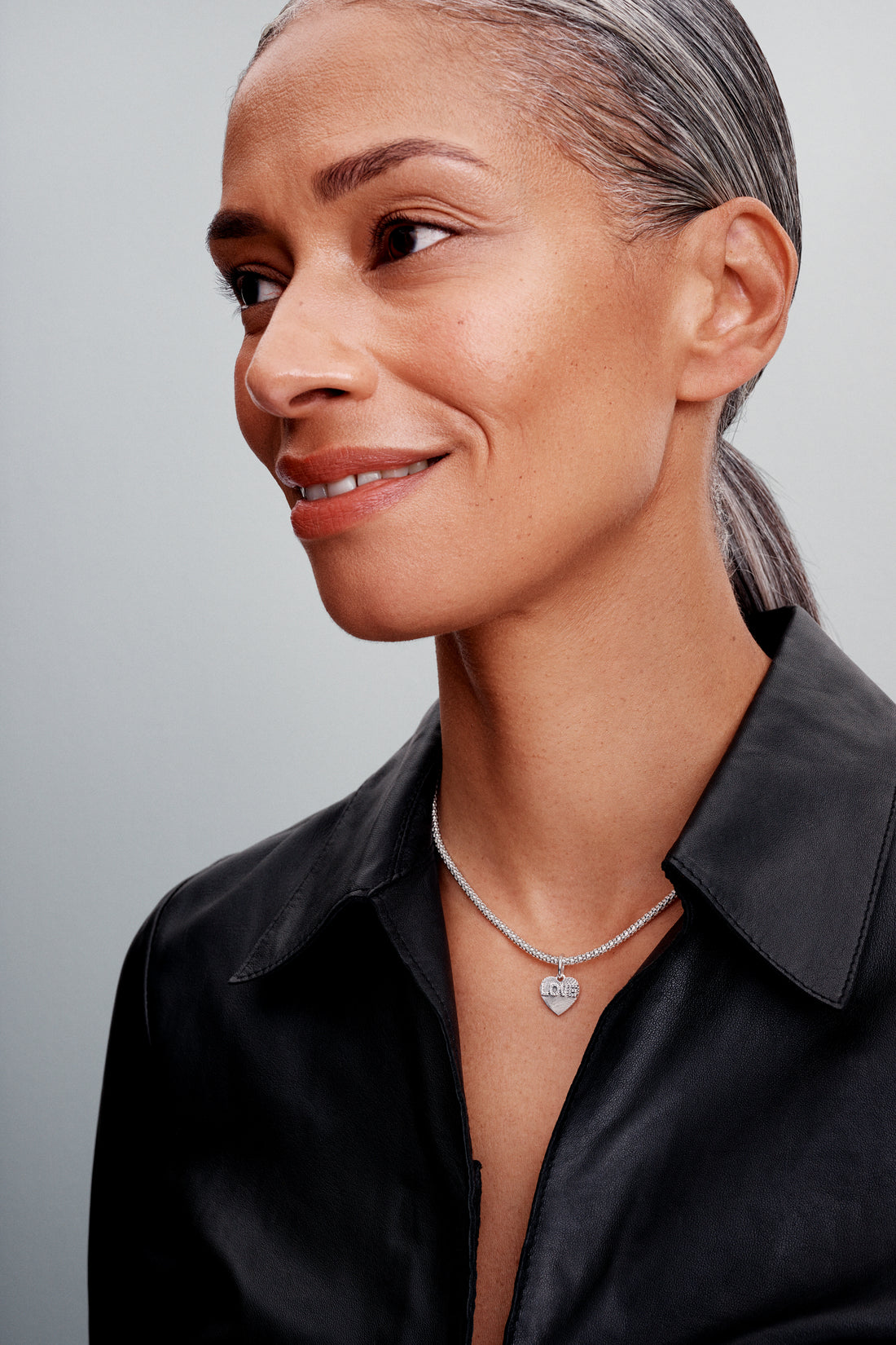 Engravable Love Heart Sterling Silver Dangle With Clear Cubic Zirconia