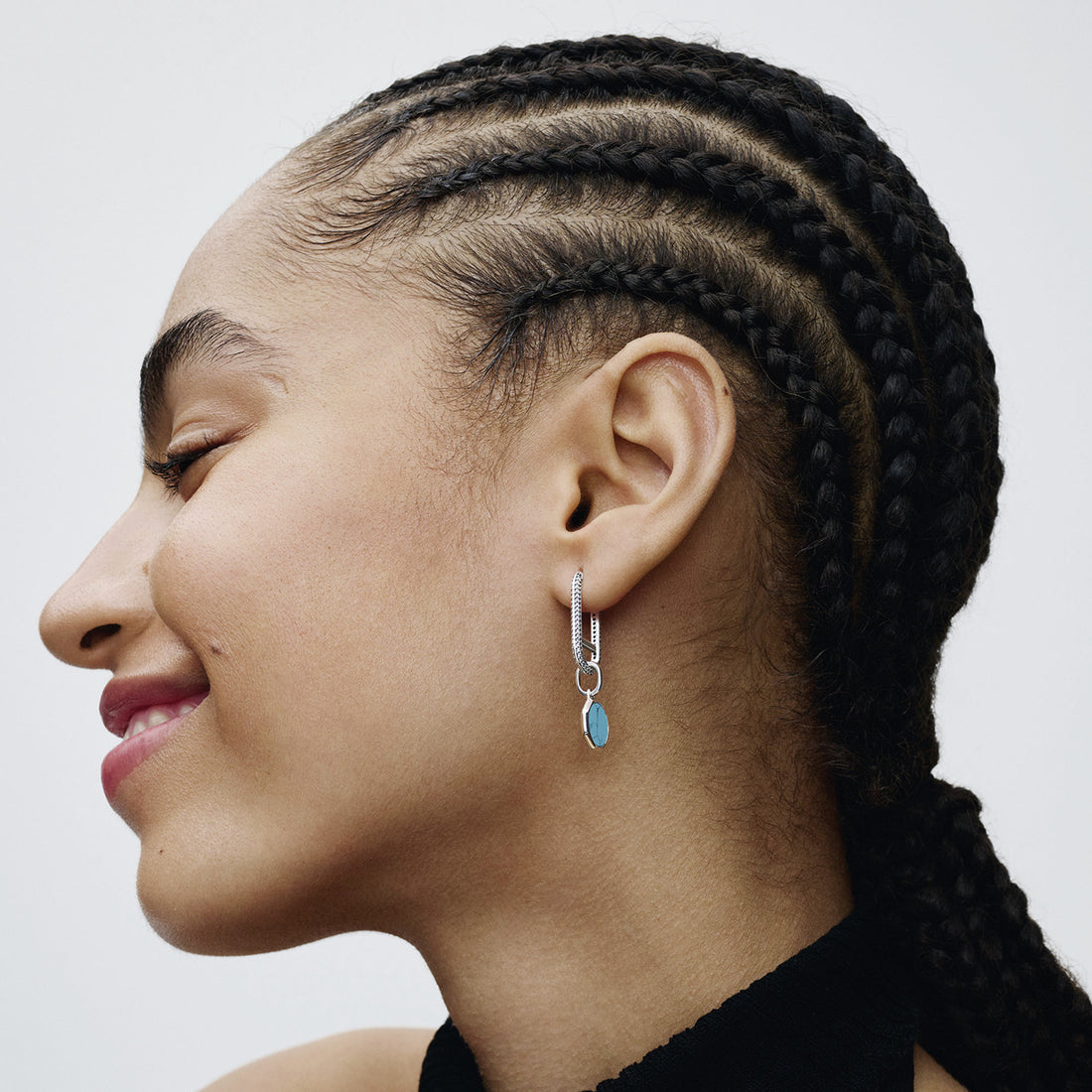 Engravable Octagonal Sterling Silver Mini Medallion With Man-Made Imitation Of Turquoise