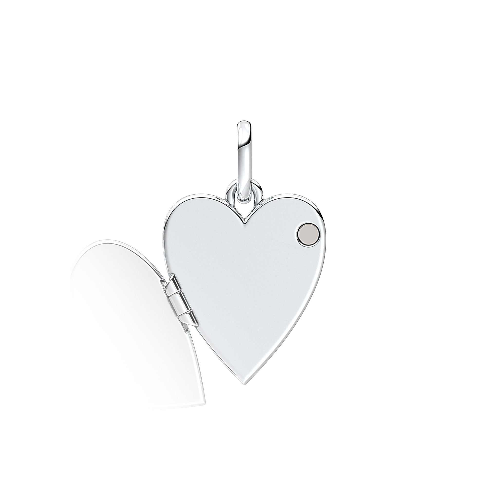 Engravable Openable Heart Sterling Silver Pendant With Magnet And Silvery Enamel