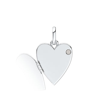 Engravable Openable Heart Sterling Silver Pendant With Magnet And Silvery Enamel