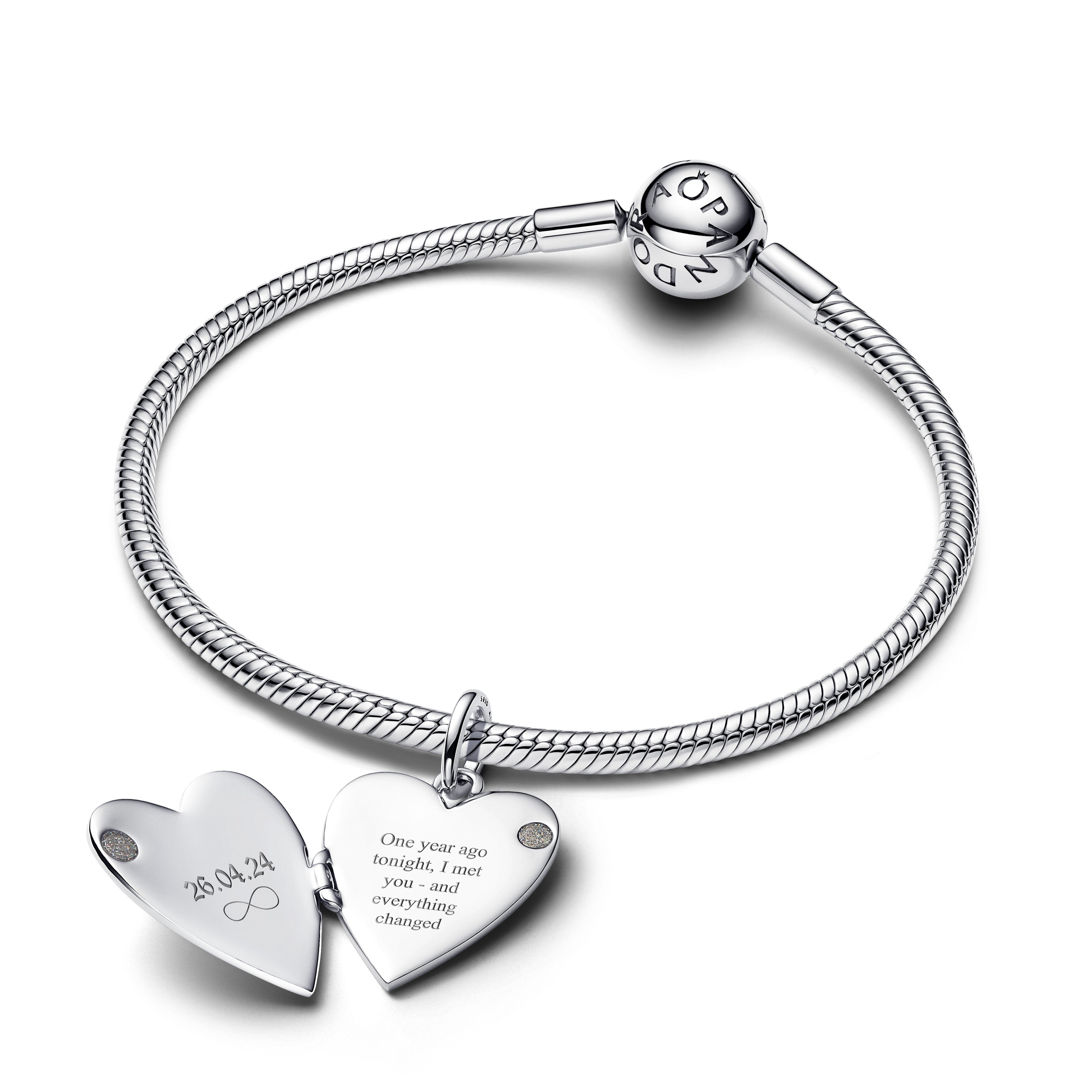 Engravable Openable Heart Sterling Silver Pendant With Magnet And Silvery Enamel