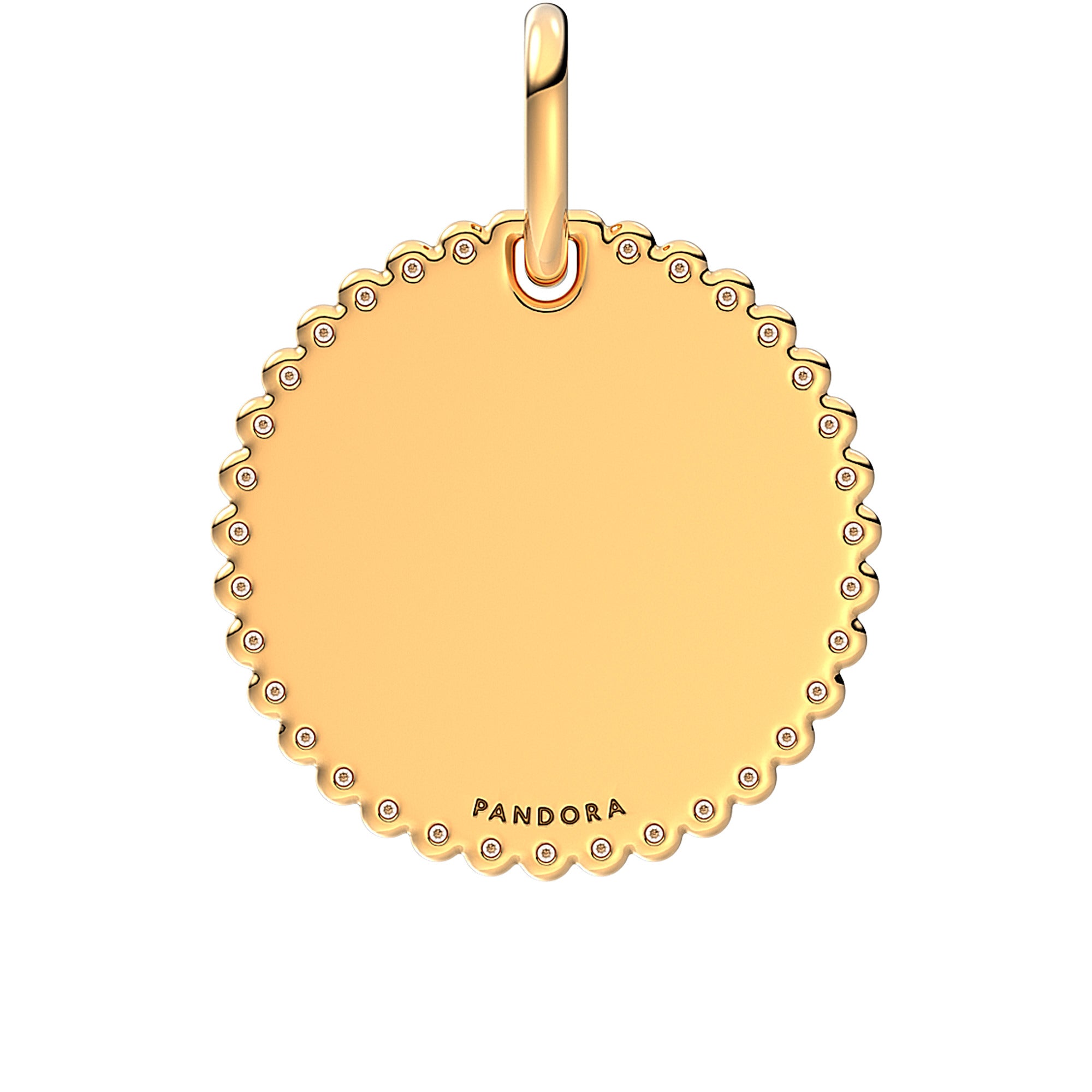 Engravable Round 14K Gold-Plated Pendant With Clear Cubic Zirconia