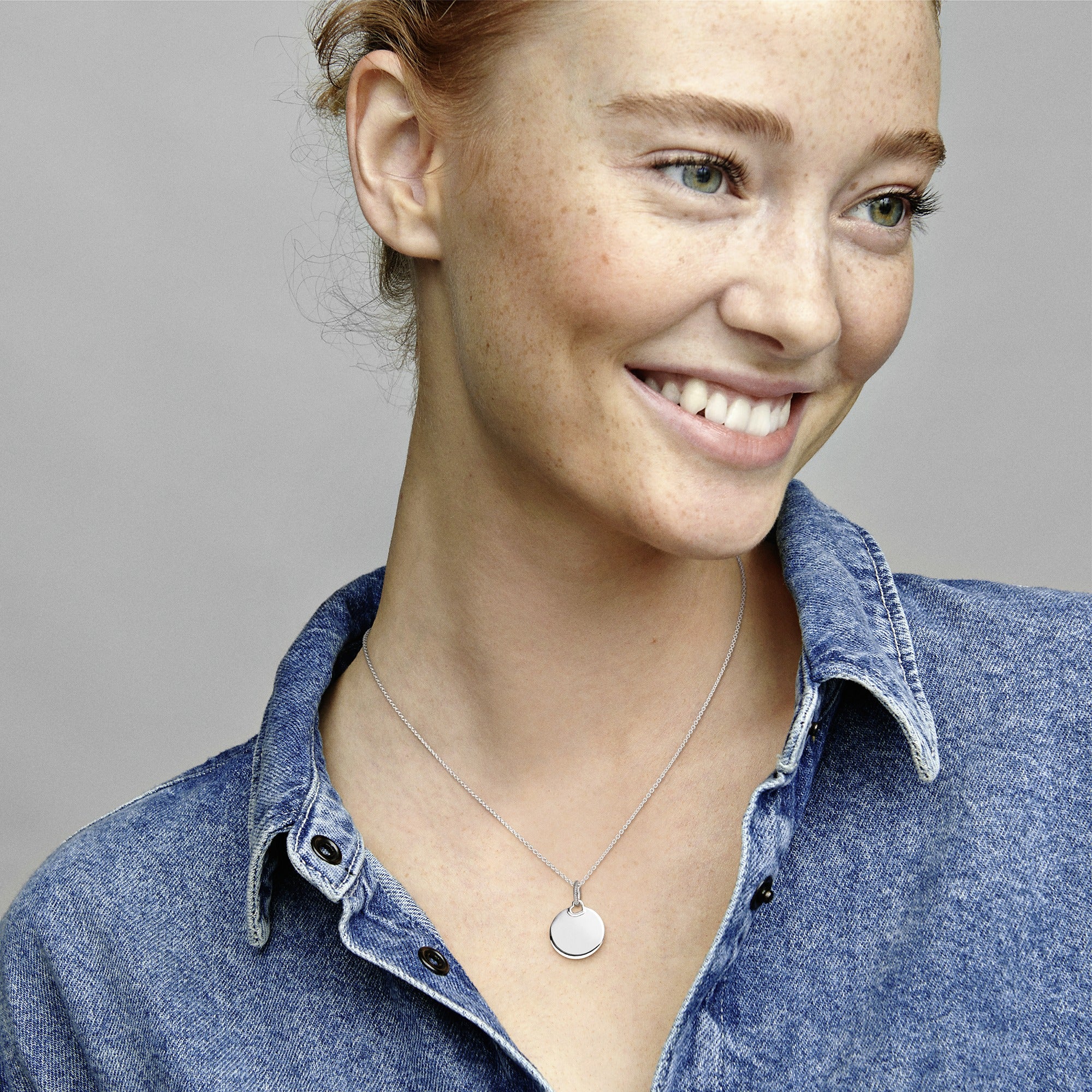 Engravable Round Sterling Silver Pendant