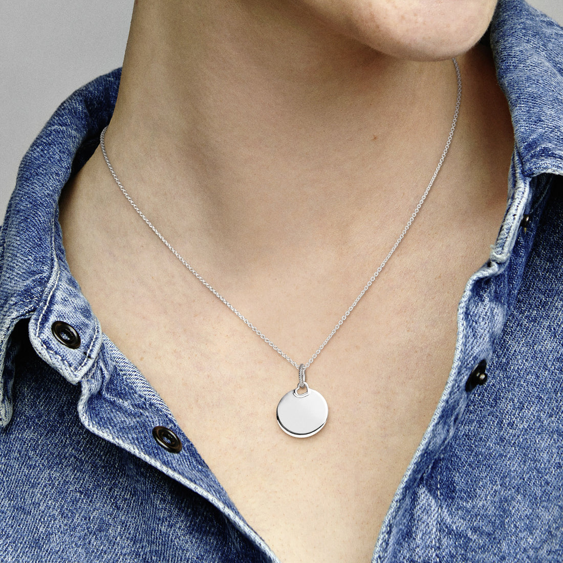 Engravable Round Sterling Silver Pendant
