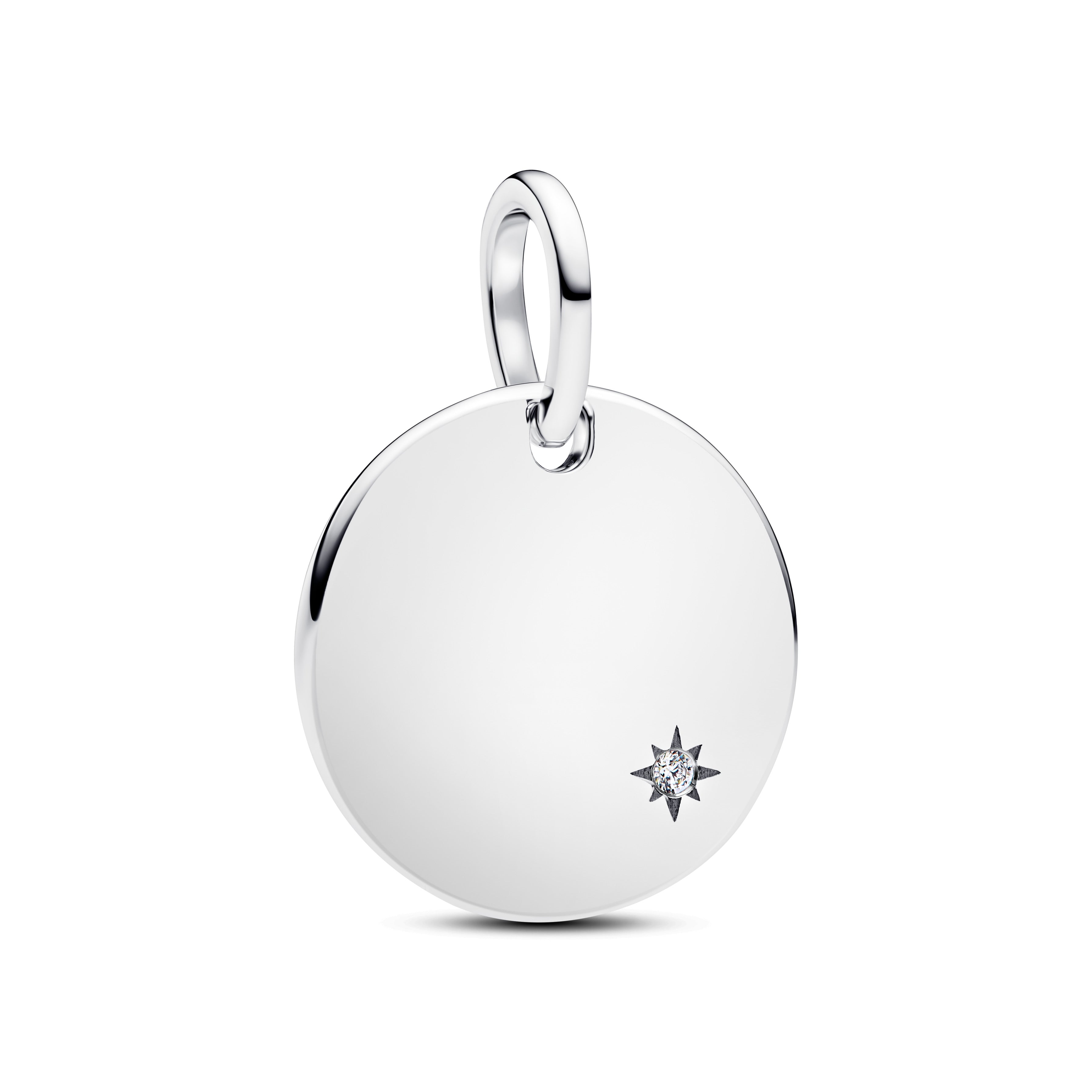 Engravable Round Sterling Silver Pendant With 0.012 Ct Tw G-I Vs+ Round Brilliant Very Good Cut Lab-Grown Diamonds