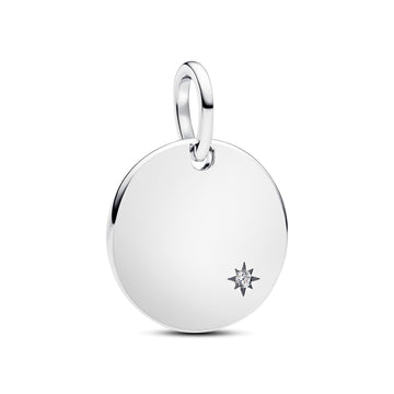 Engravable Round Sterling Silver Pendant With 0.012 Ct Tw G-I Vs+ Round Brilliant Very Good Cut Lab-Grown Diamonds