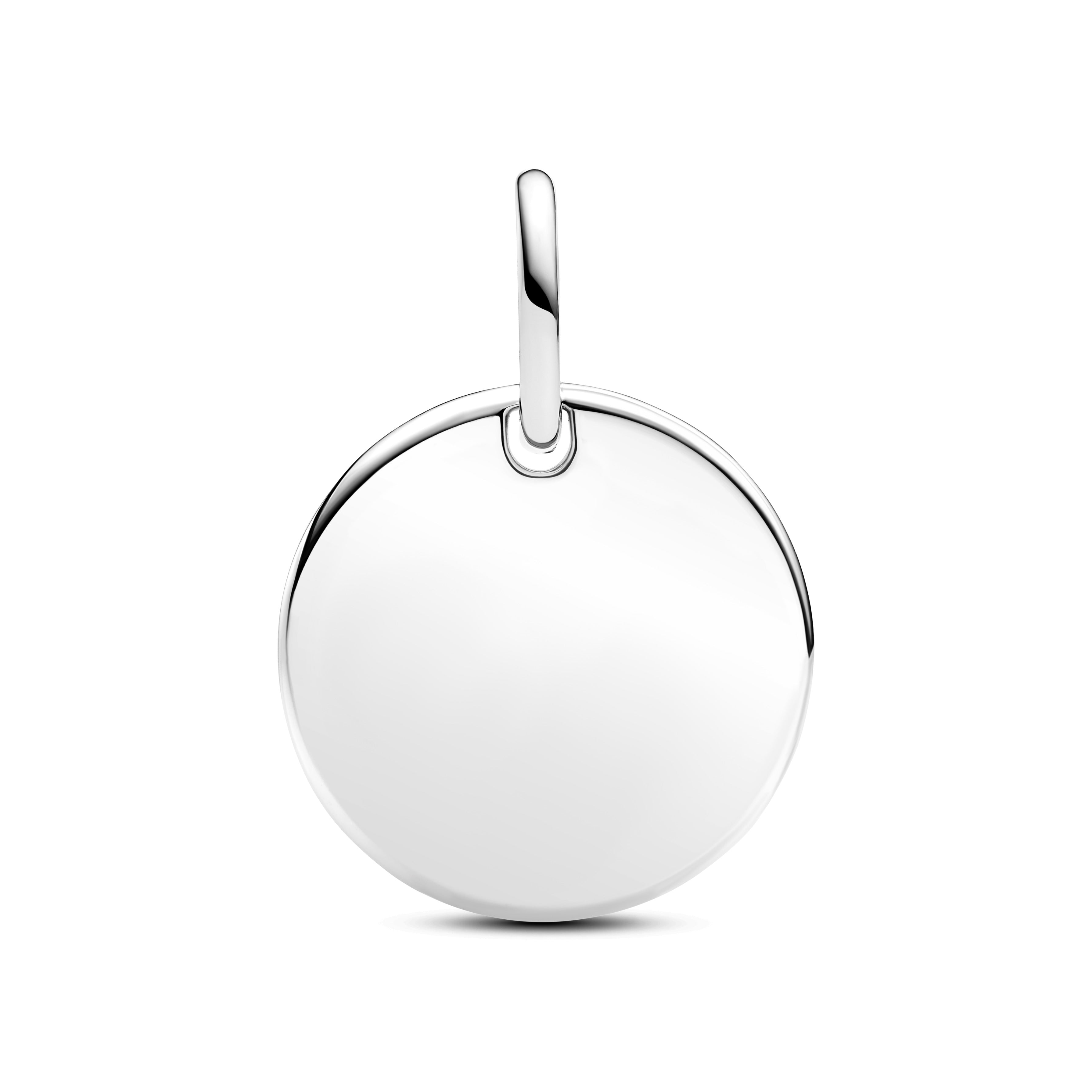 Engravable Round Sterling Silver Pendant With 0.012 Ct Tw G-I Vs+ Round Brilliant Very Good Cut Lab-Grown Diamonds