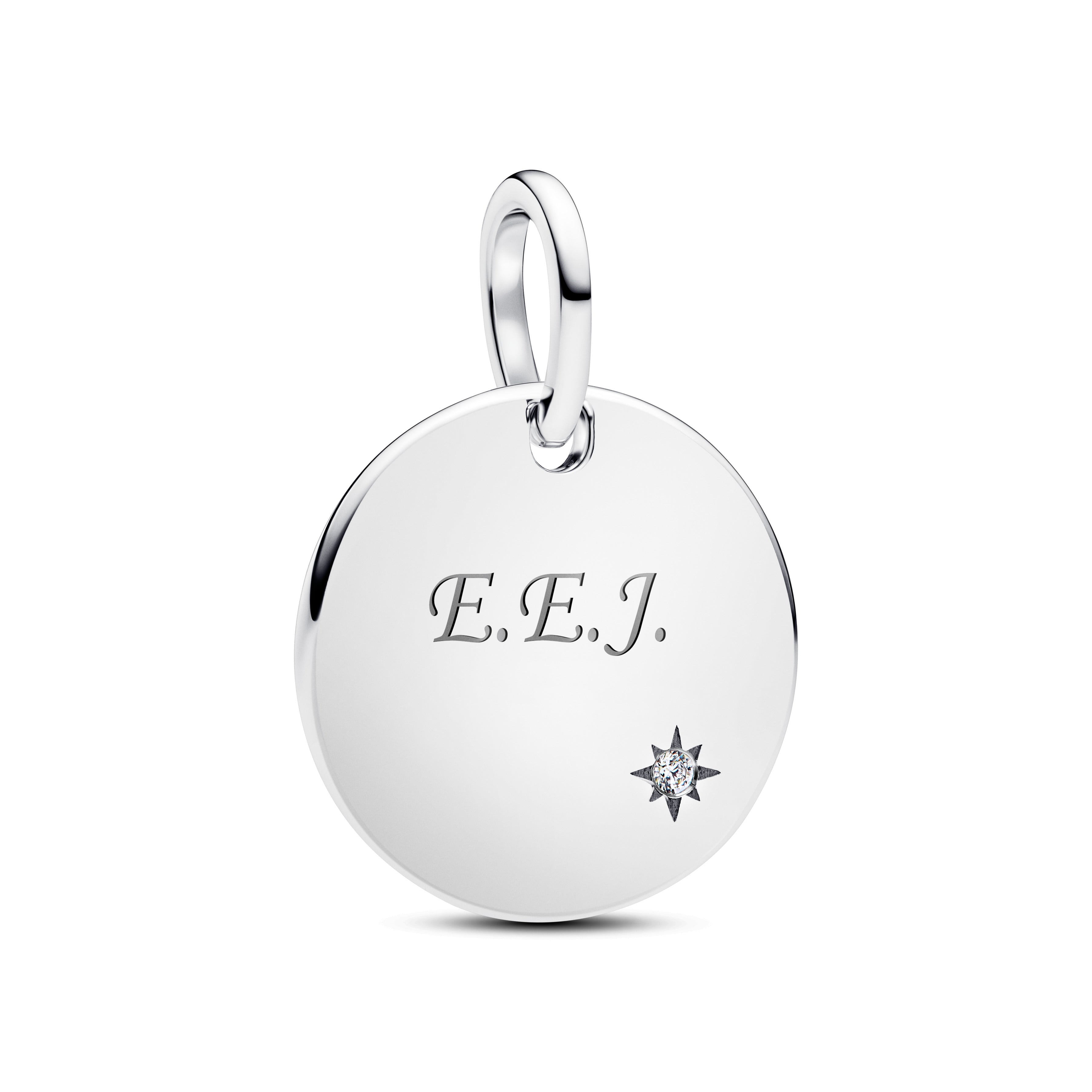 Engravable Round Sterling Silver Pendant With 0.012 Ct Tw G-I Vs+ Round Brilliant Very Good Cut Lab-Grown Diamonds