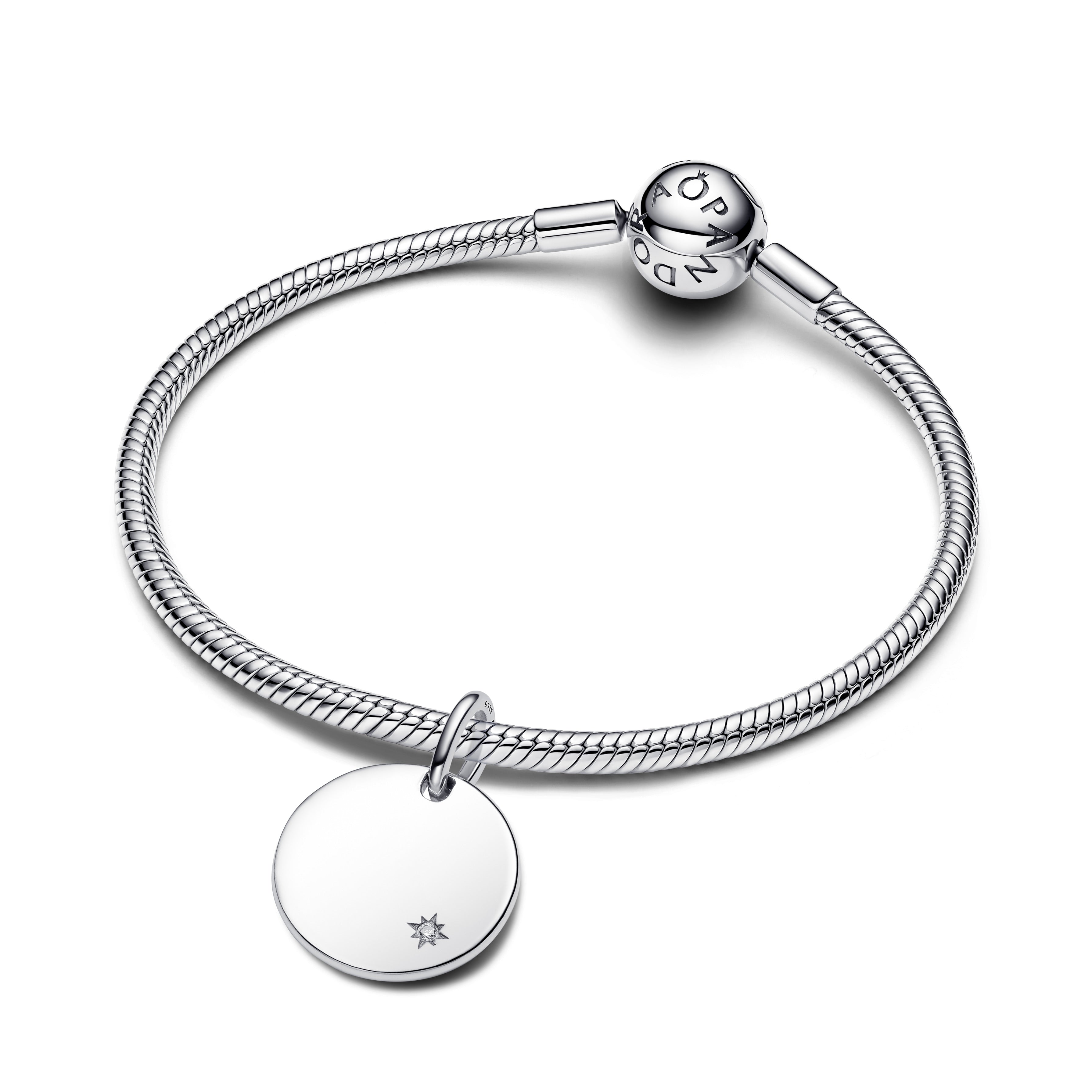 Engravable Round Sterling Silver Pendant With 0.012 Ct Tw G-I Vs+ Round Brilliant Very Good Cut Lab-Grown Diamonds